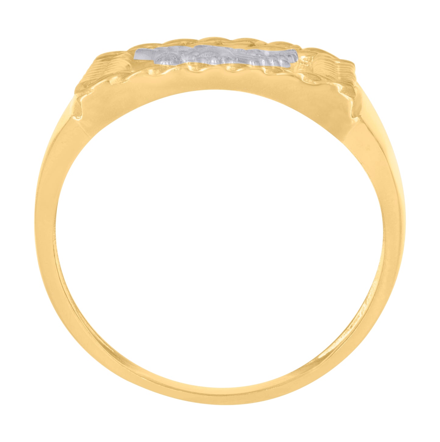 10K Two-Tone Gold Mens Eagle Bird Wildlife Ring