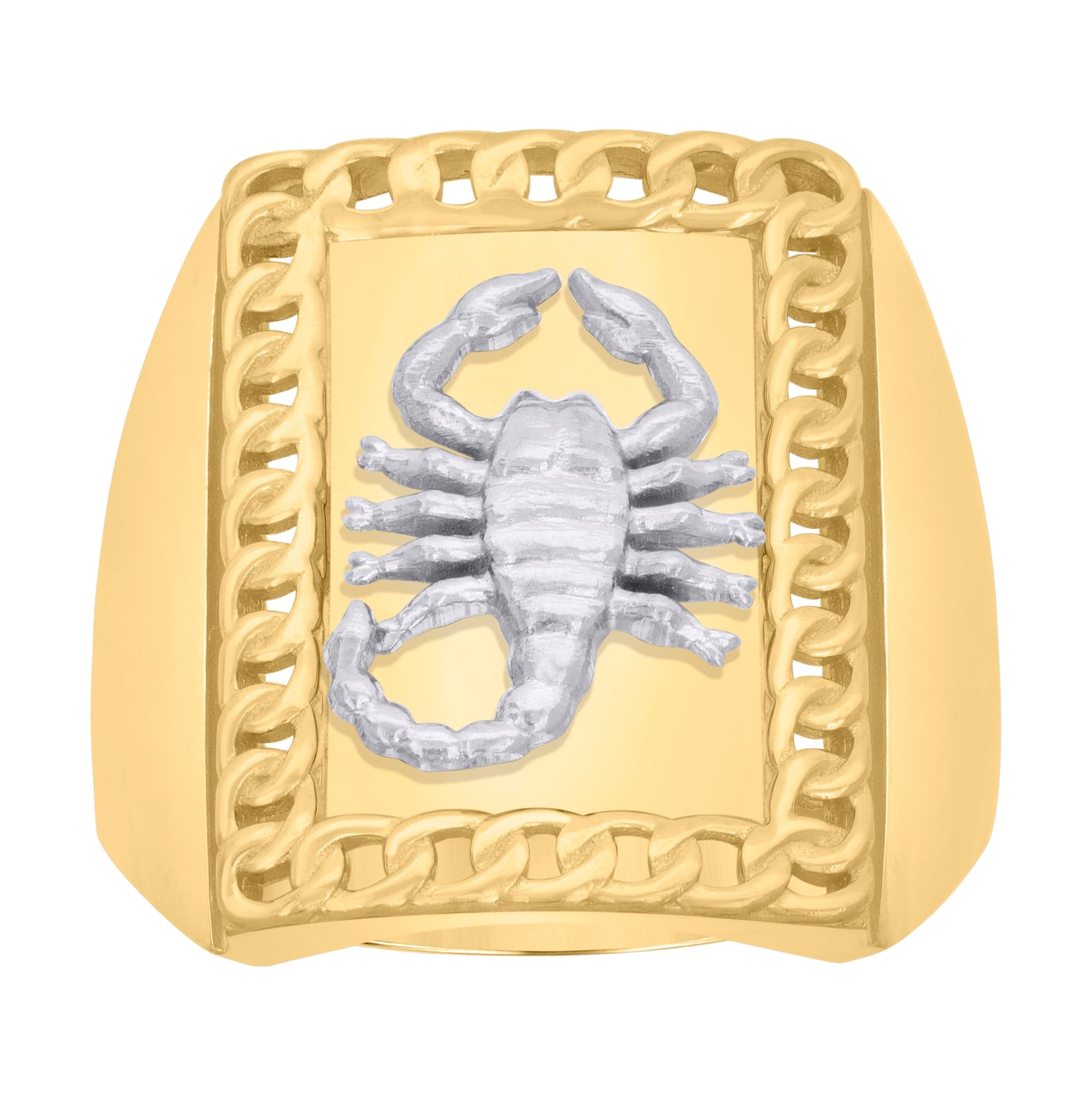 10K Two-Tone Gold Mens Scorpio Zodiac Sign/Wildlife Ring