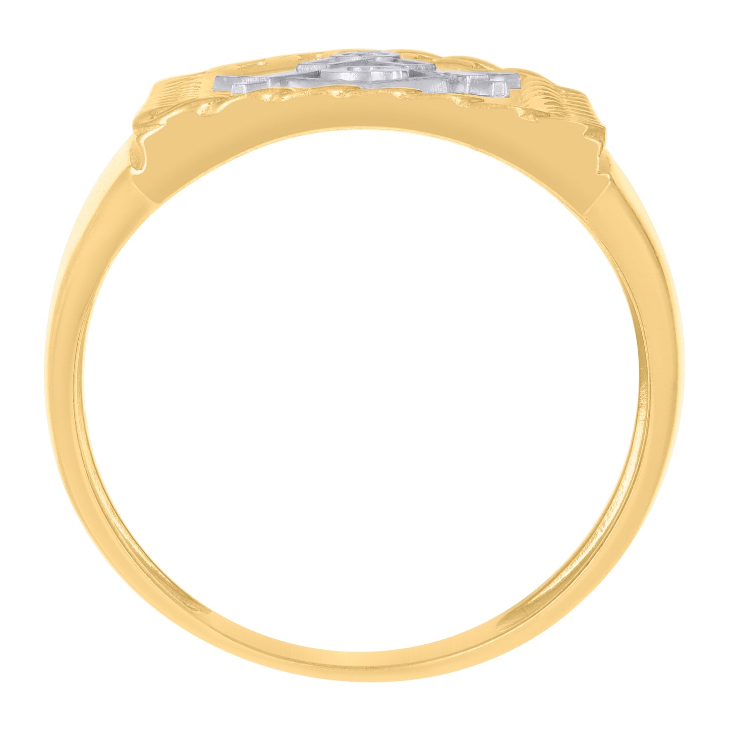 10K Two-Tone Gold Mens Masonic Symbol Religious Ring
