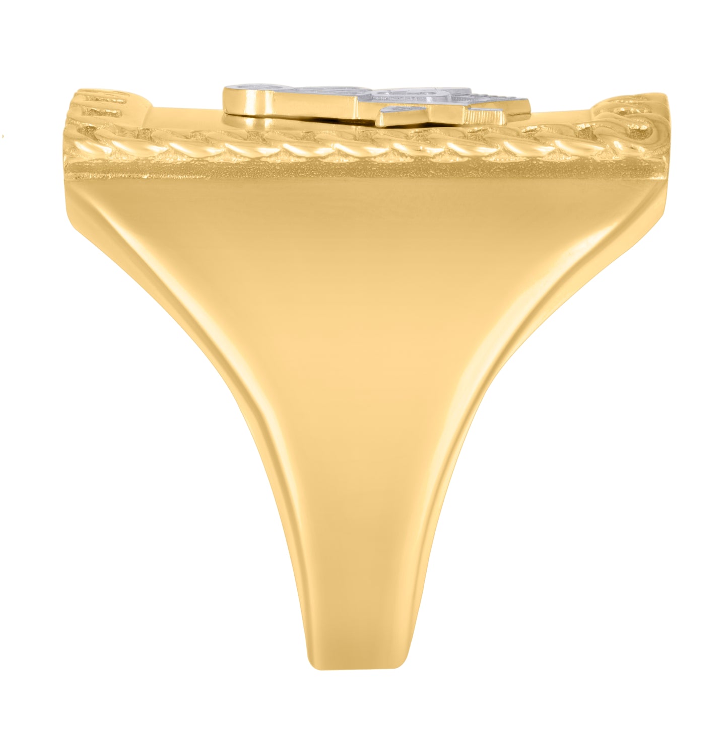 10K Two-Tone Gold Mens Masonic Symbol Religious Ring