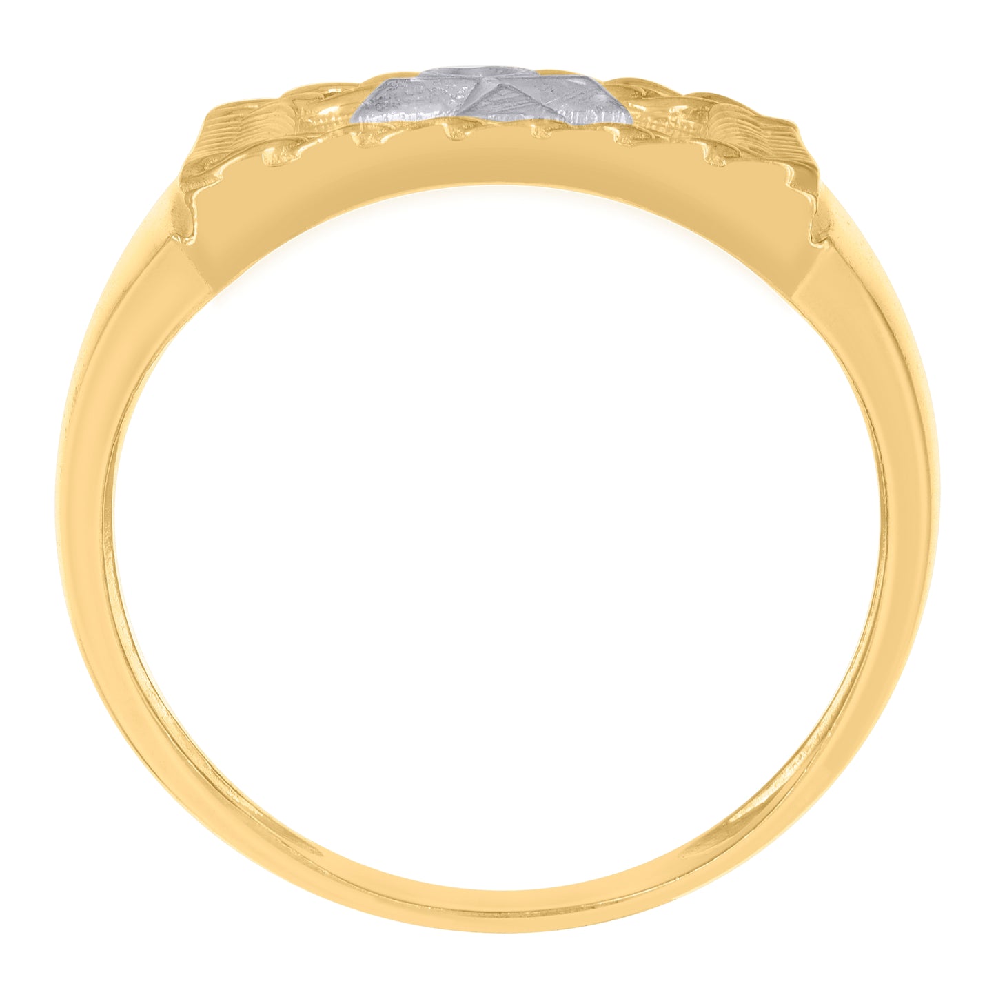 10K Two-Tone Gold Mens Ankh Cross Religious Ring