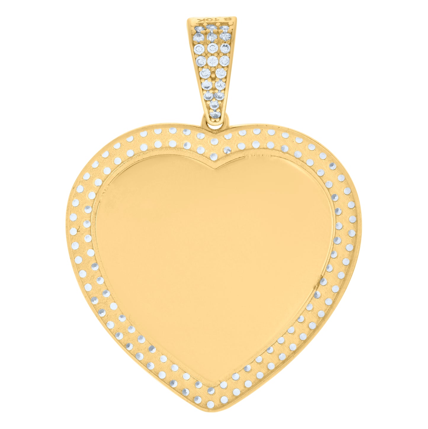 10K Yellow Gold Womens Cubic-Zirconia Heart Photo Frame Charm Pendant