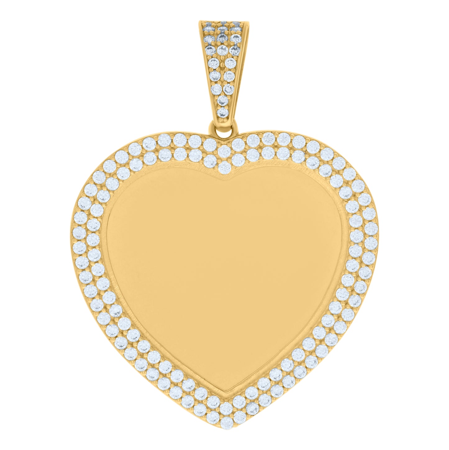 10K Yellow Gold Womens Cubic-Zirconia Heart Photo Frame Charm Pendant