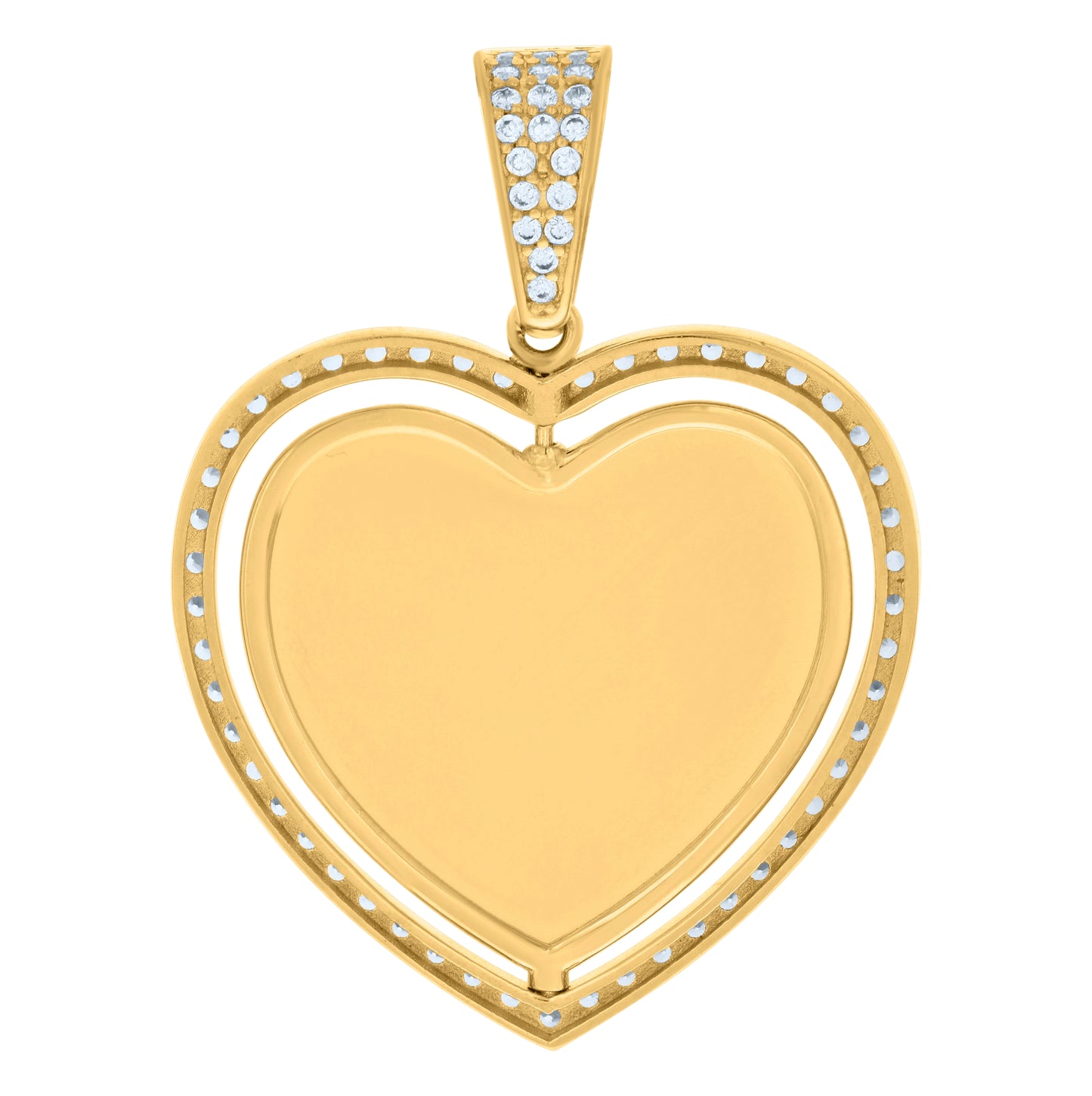 10K Yellow Gold Womens Cubic-Zirconia Heart Photo Frame Charm Pendant