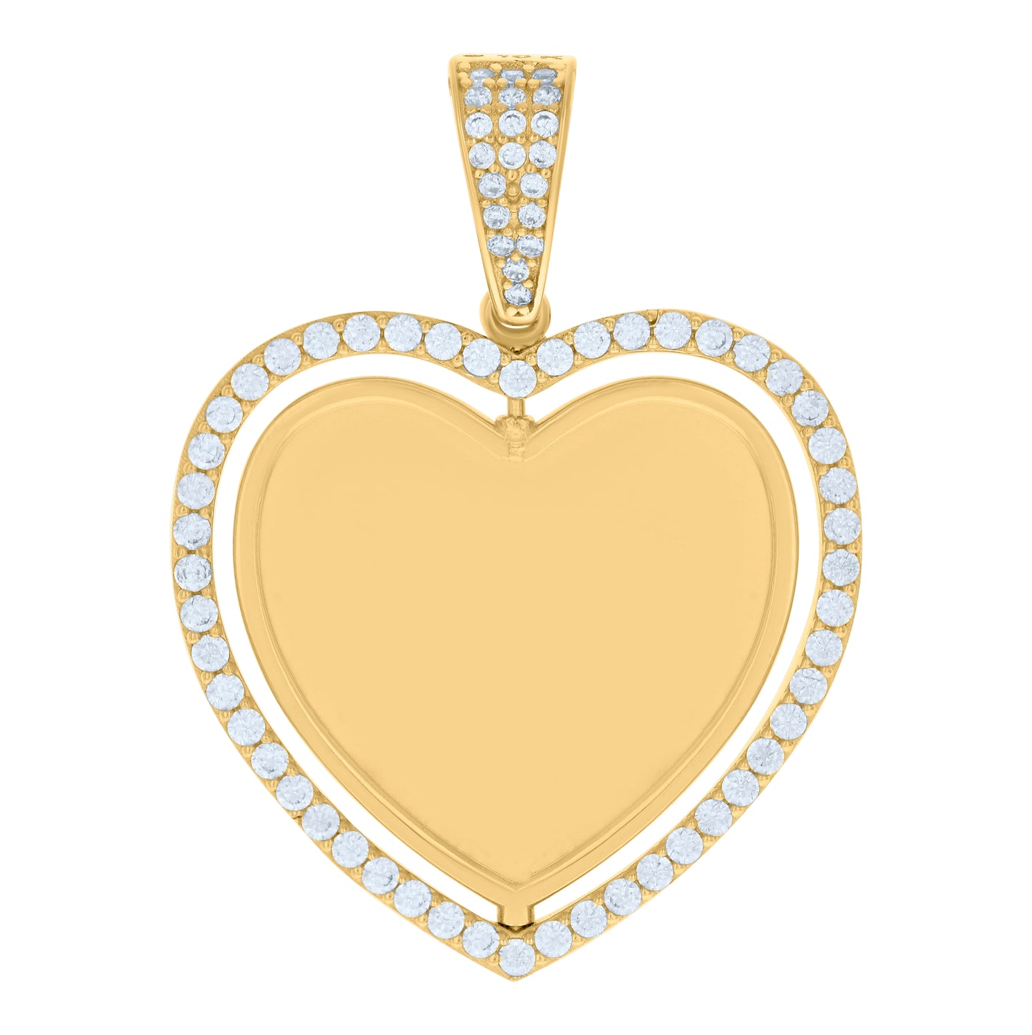 10K Yellow Gold Womens Cubic-Zirconia Heart Photo Frame Charm Pendant