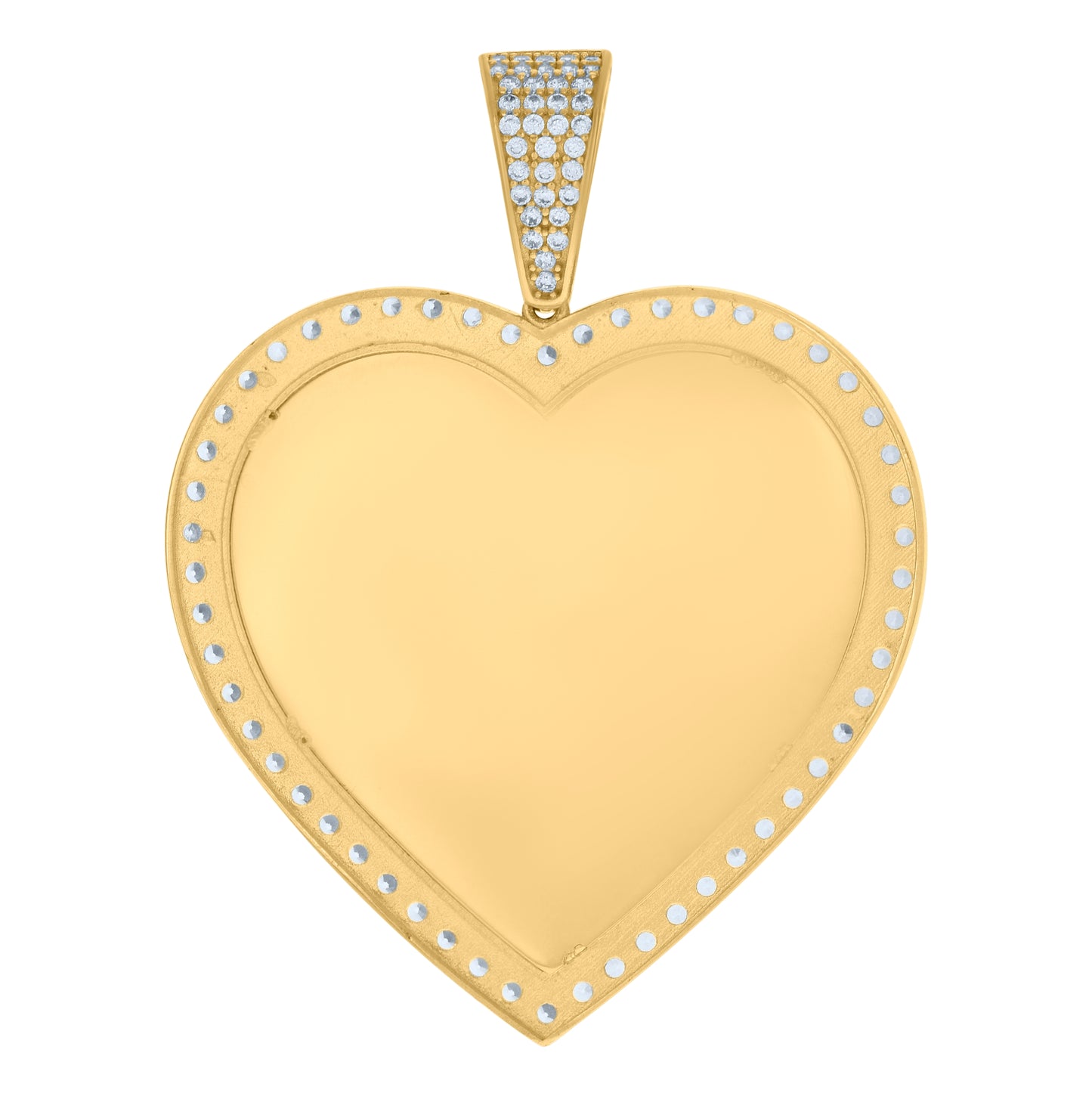 10K Yellow Gold Womens Cubic-Zirconia Heart Photo Frame Charm Pendant
