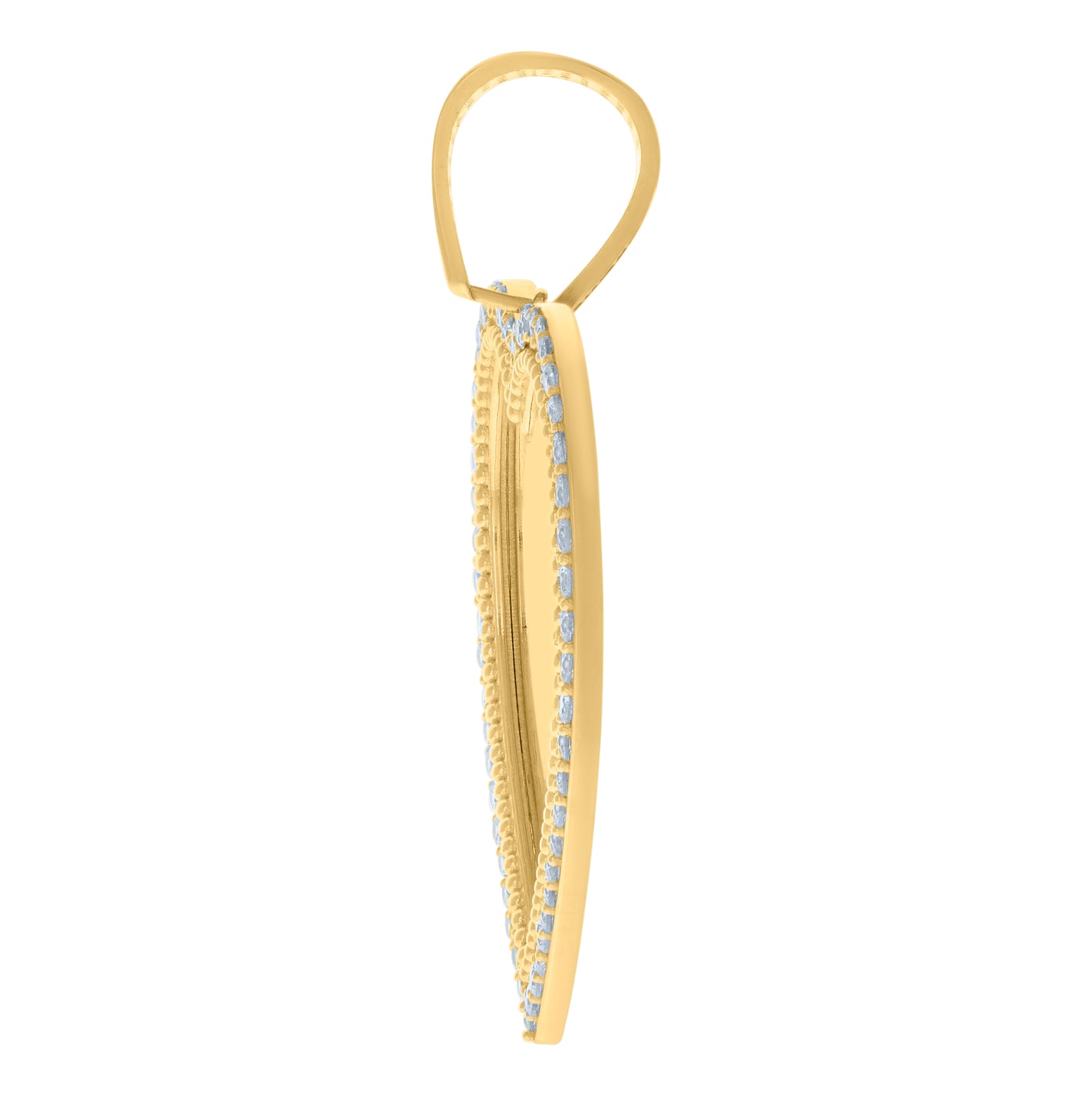 10K Yellow Gold Womens Cubic-Zirconia Heart Photo Frame Charm Pendant