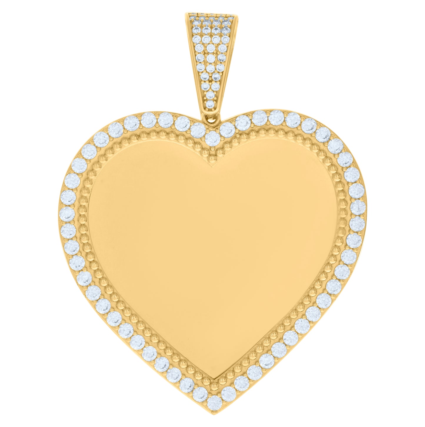 10K Yellow Gold Womens Cubic-Zirconia Heart Photo Frame Charm Pendant