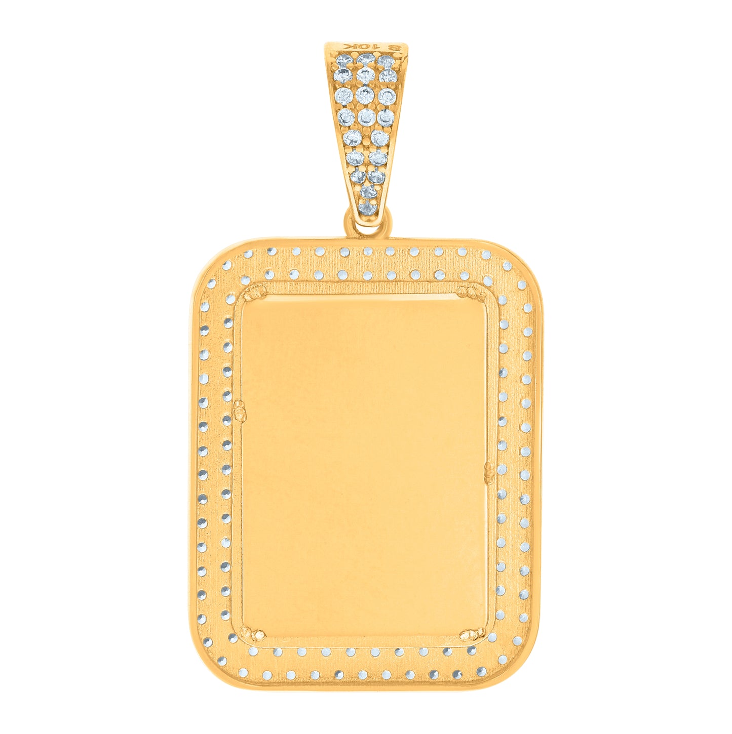 10K Yellow Gold Unisex Cubic-Zirconia Photo Frame Charm Pendant
