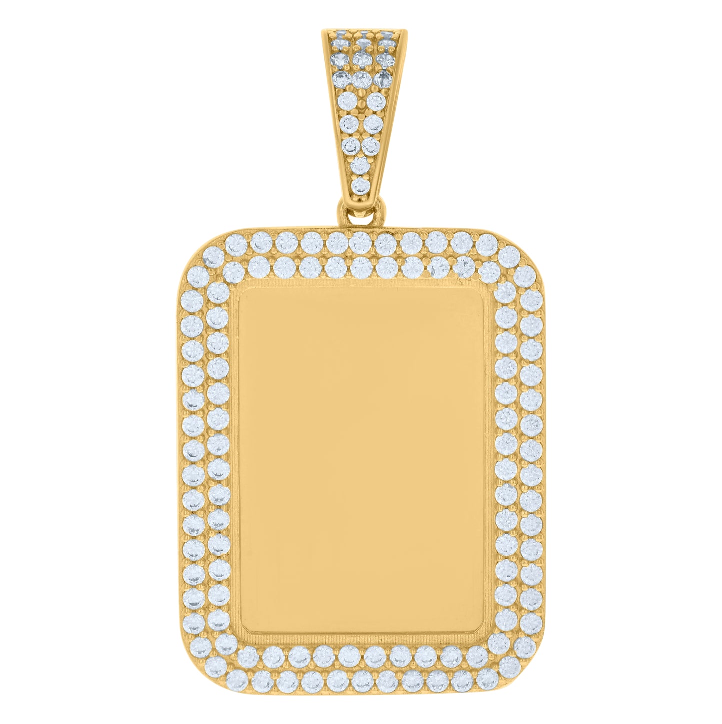 10K Yellow Gold Unisex Cubic-Zirconia Photo Frame Charm Pendant