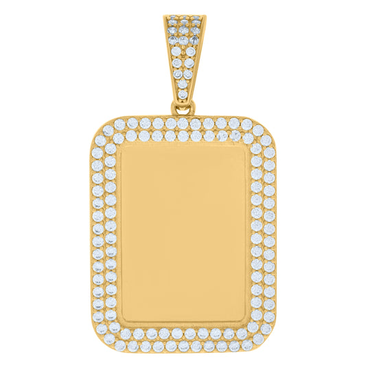 10K Yellow Gold Unisex Cubic-Zirconia Photo Frame Charm Pendant