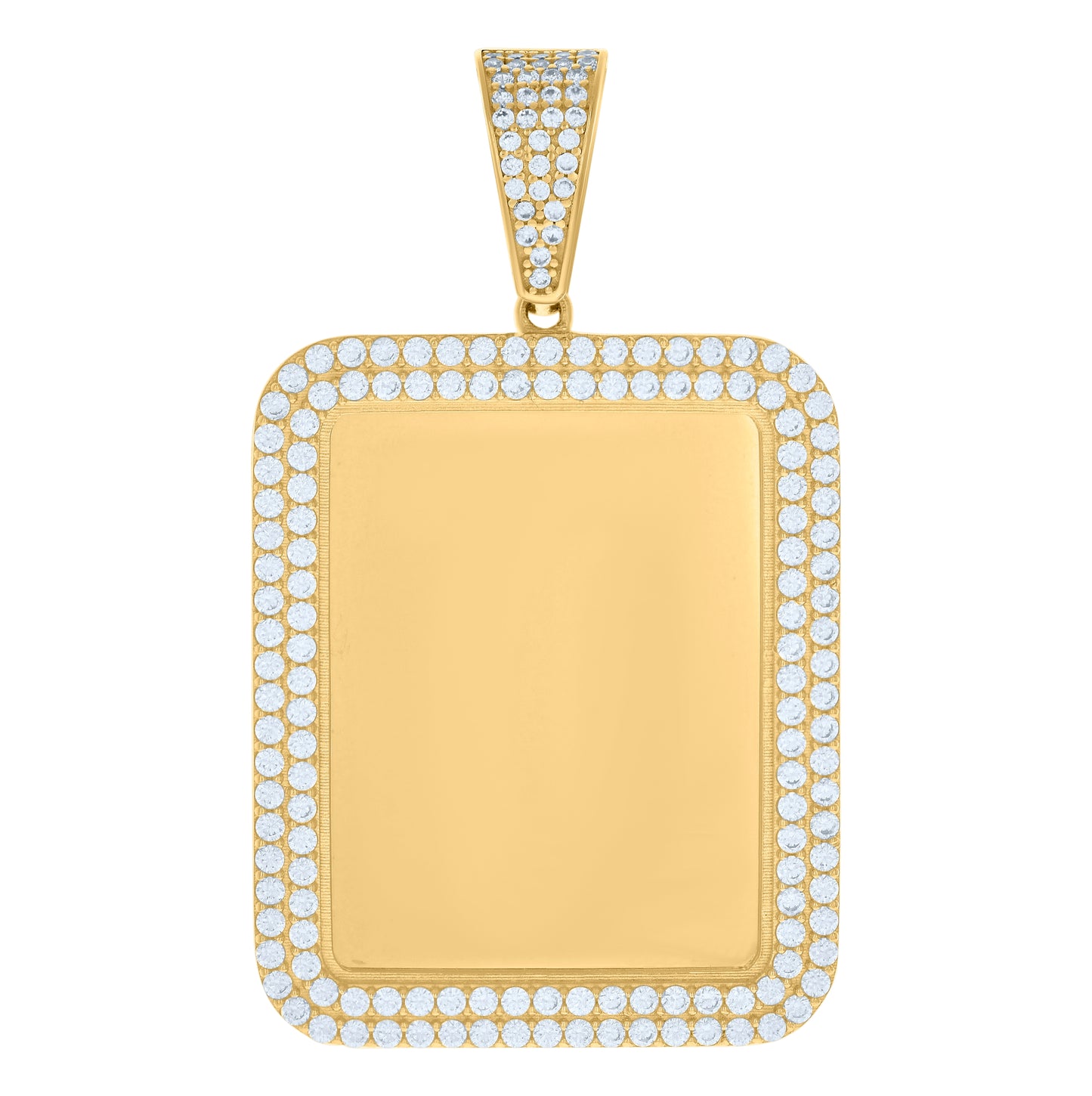 10K Yellow Gold Unisex Cubic-Zirconia Photo Frame Charm Pendant