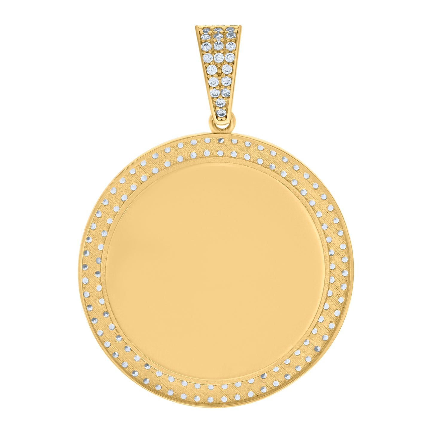 10K Yellow Gold Unisex Cubic-Zirconia Photo Frame Charm Pendant