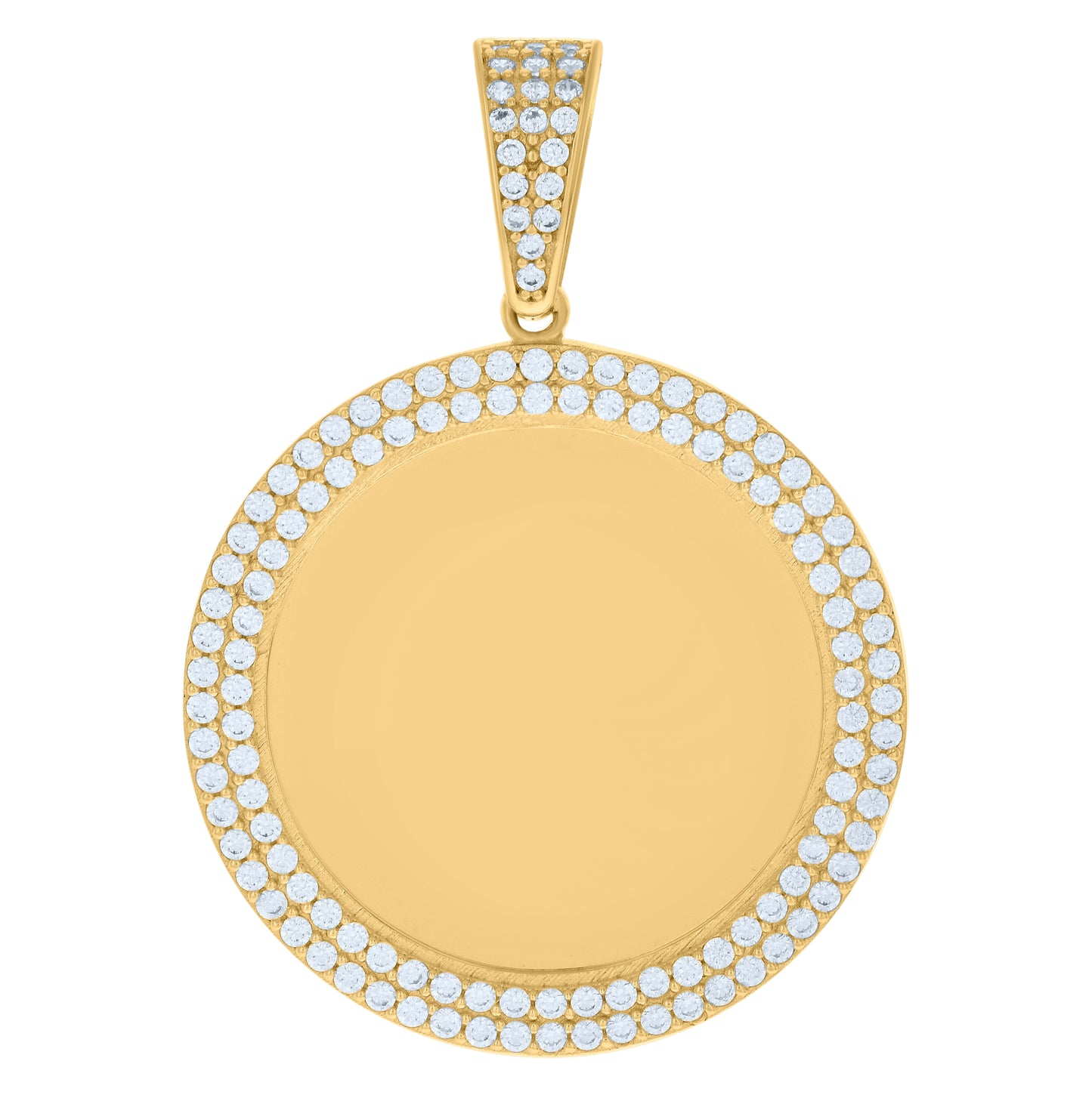 10K Yellow Gold Unisex Cubic-Zirconia Photo Frame Charm Pendant