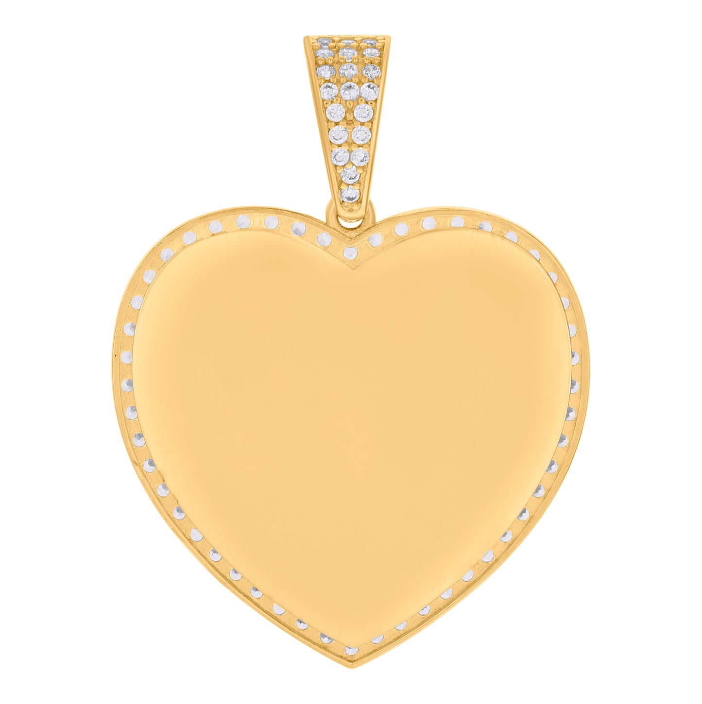 10K Yellow Gold Womens Cubic-Zirconia Heart Photo Frame Charm Pendant
