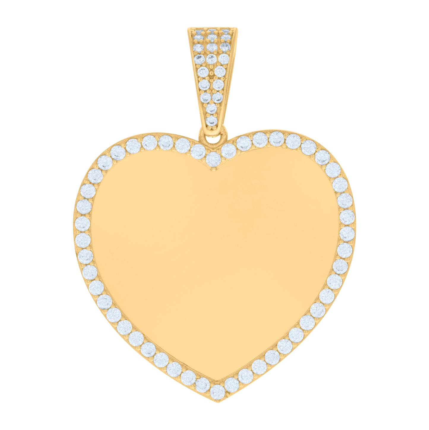 10K Yellow Gold Womens Cubic-Zirconia Heart Photo Frame Charm Pendant