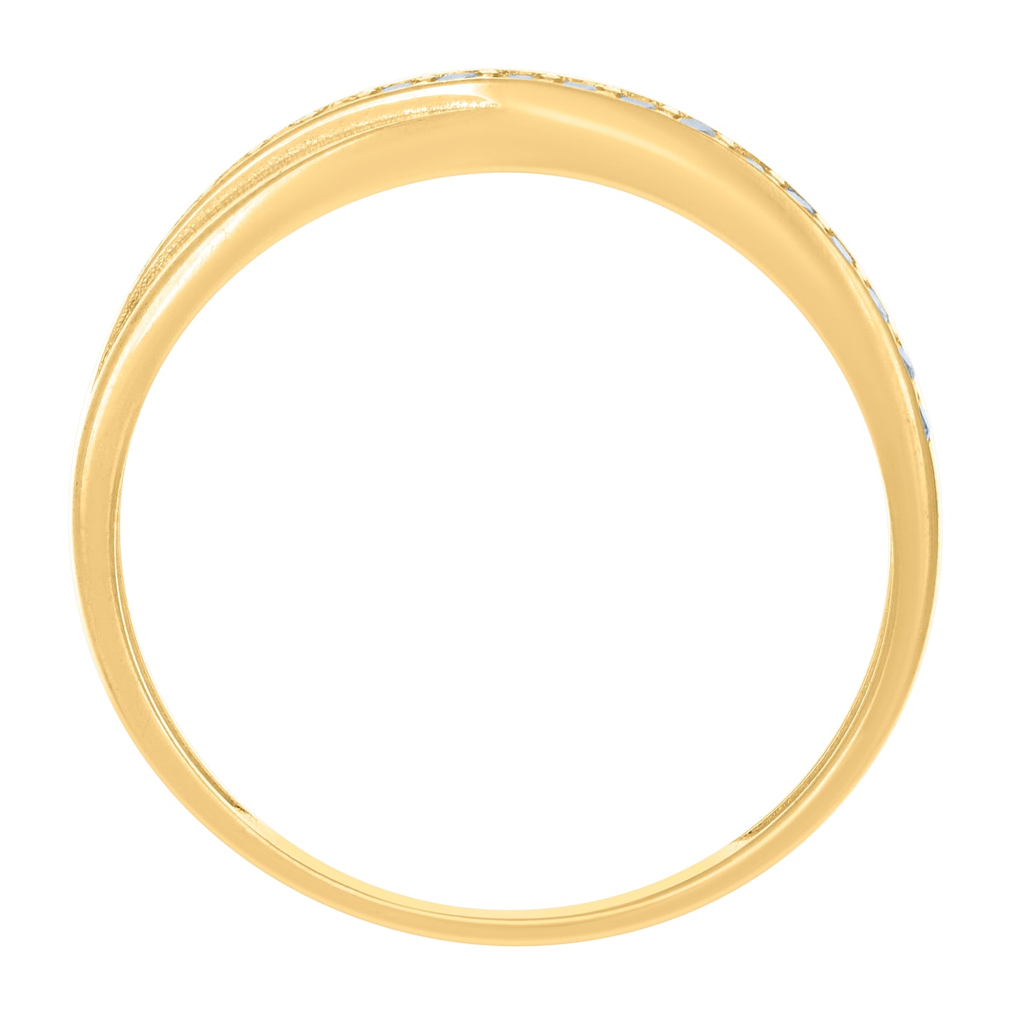 14K Yellow Gold Womens Cubic-Zirconia Single Row Fashion Ring