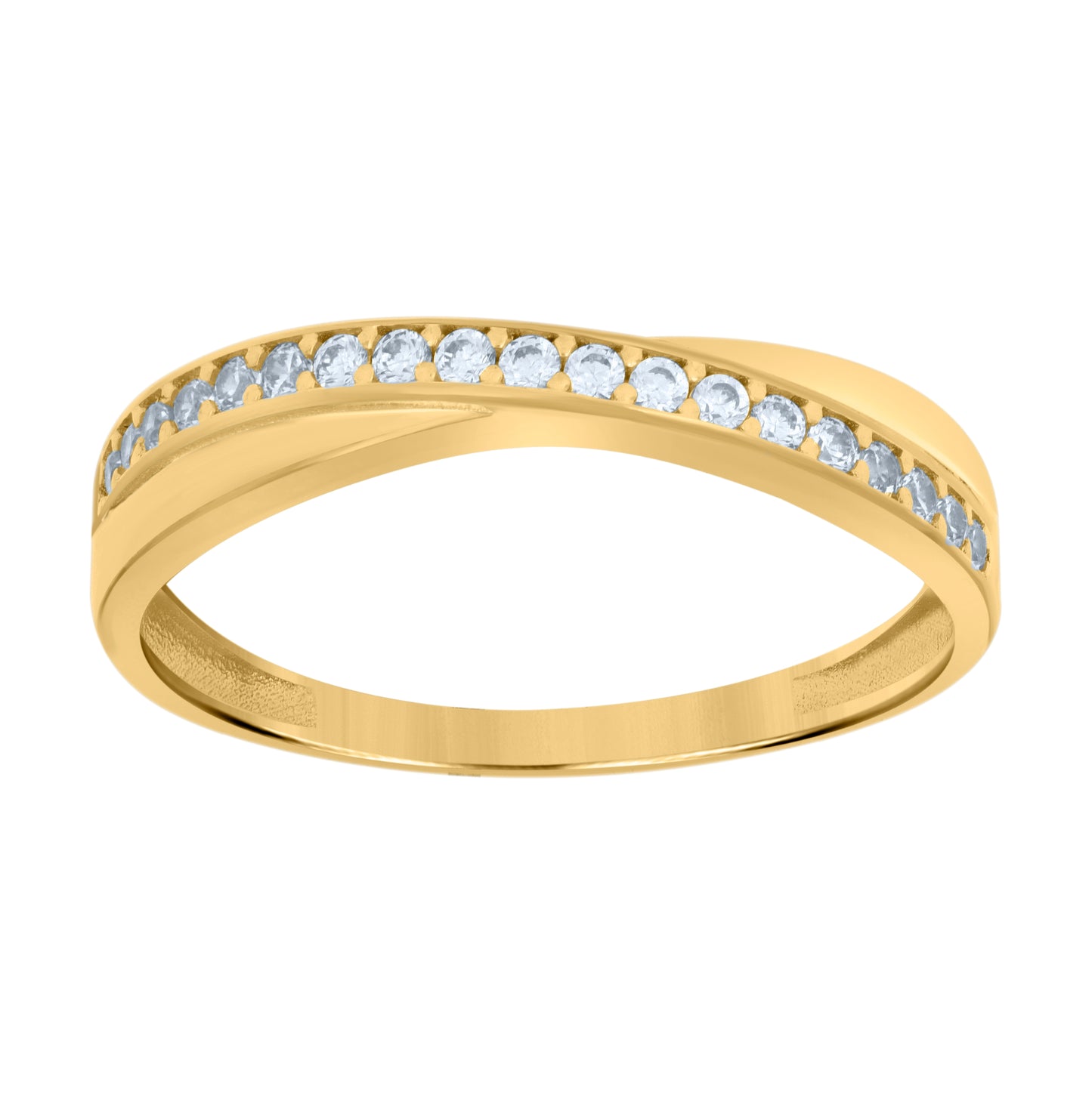 14K Yellow Gold Womens Cubic-Zirconia Single Row Fashion Ring