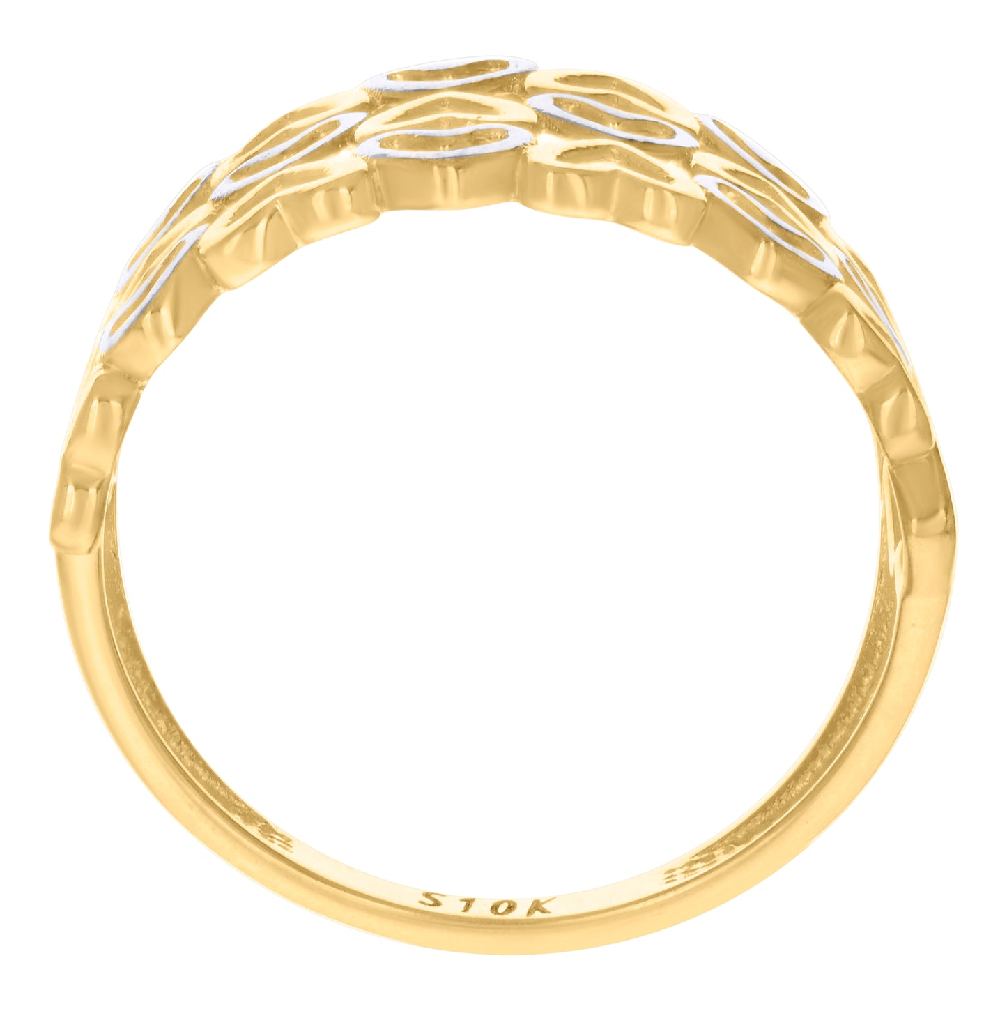 14K Two-tone Gold Womens Hearts Ring