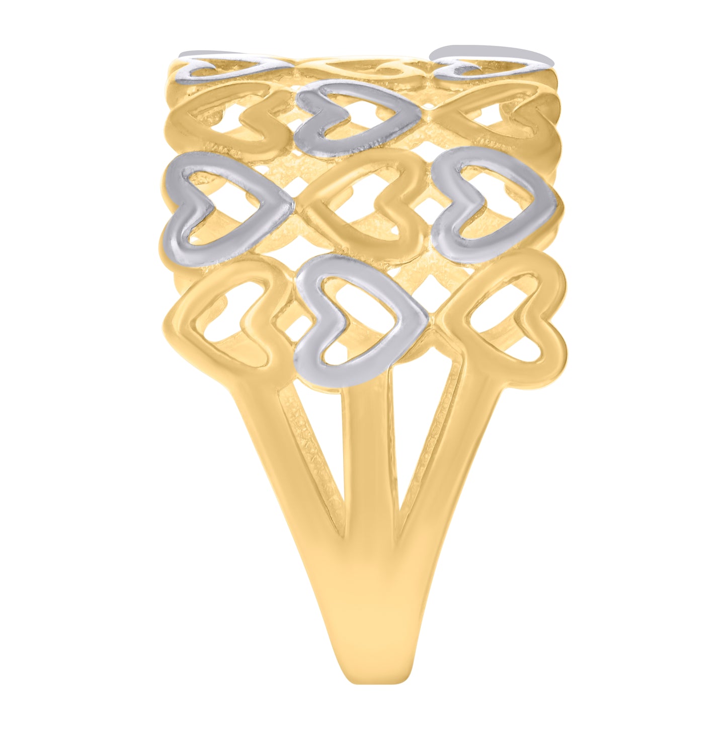 14K Two-tone Gold Womens Hearts Ring
