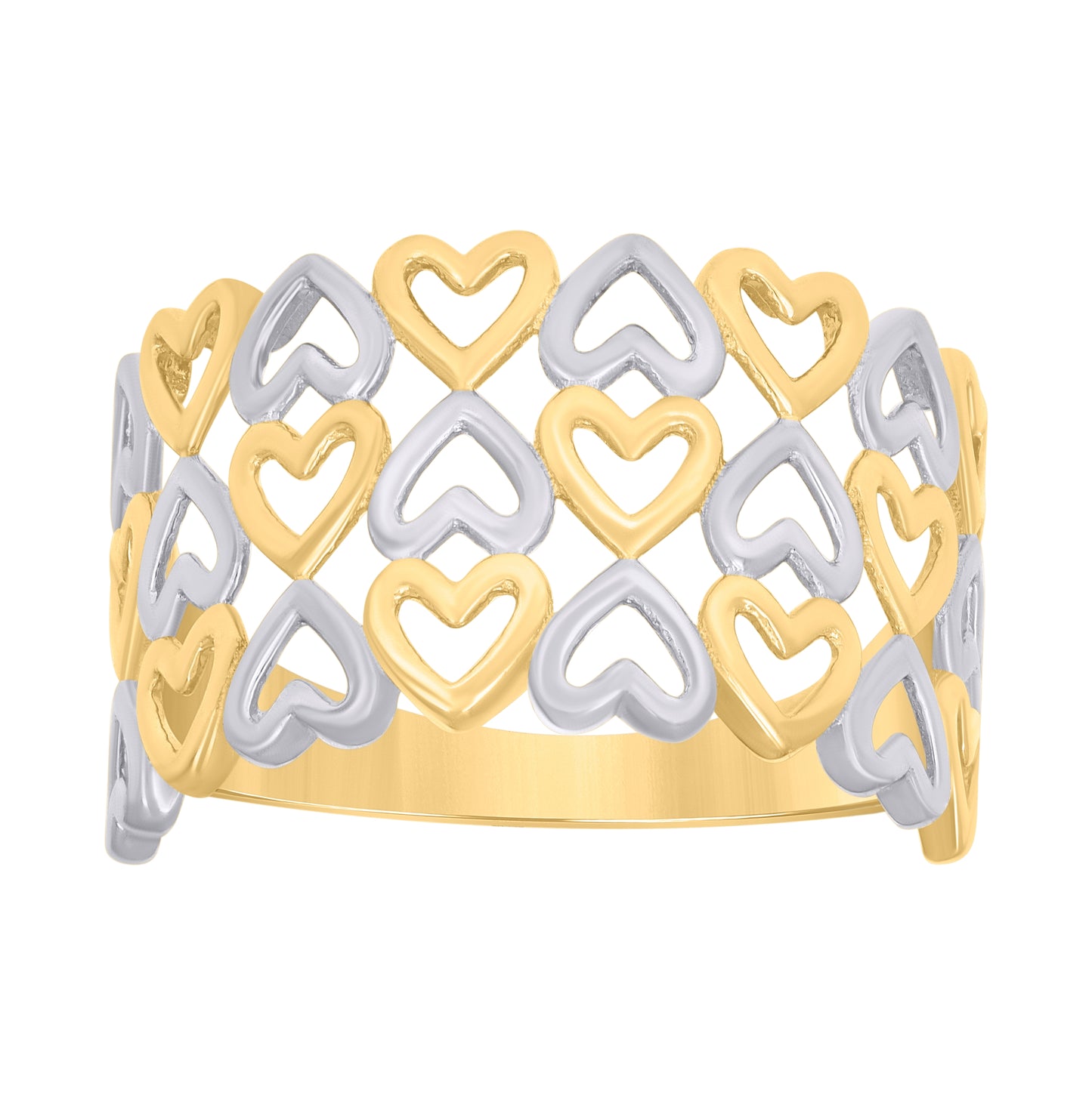 14K Two-tone Gold Womens Hearts Ring