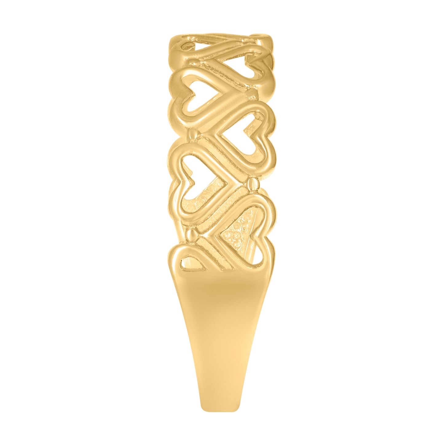 14K Yellow Gold Womens Hearts Ring