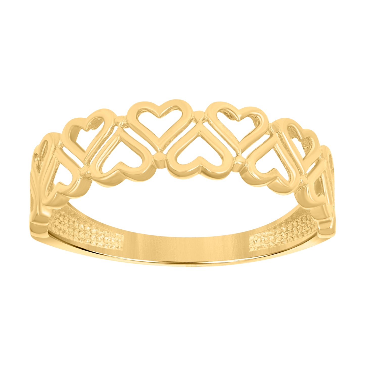 14K Yellow Gold Womens Hearts Ring