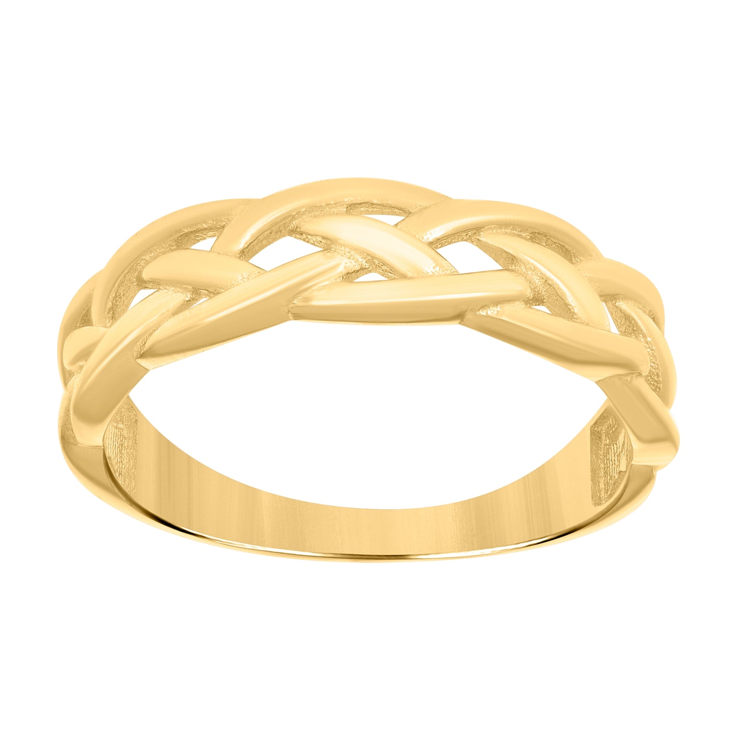 14K Yellow Gold Womens Weave Fashion Ring