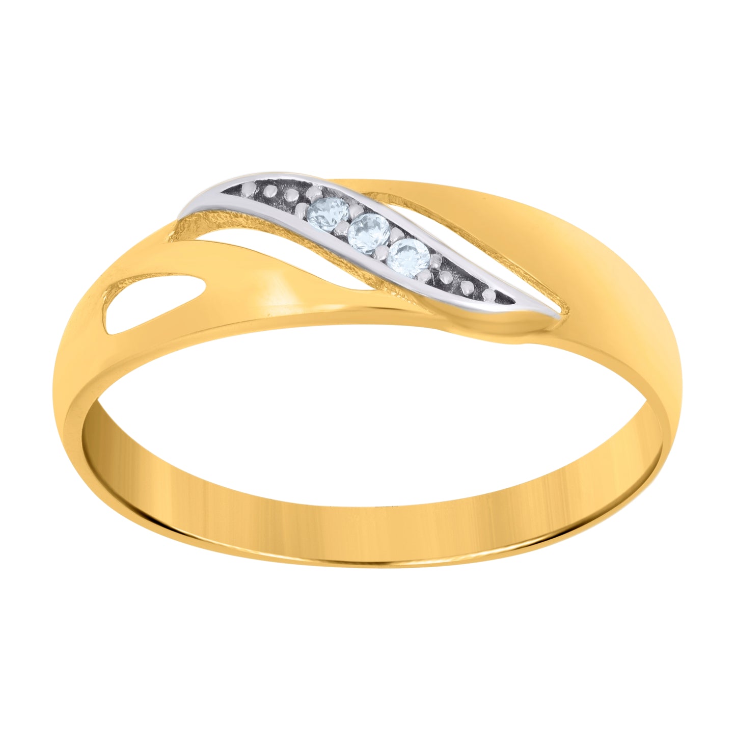 14K Two-tone Gold Womens Cubic-Zirconia Fashion Ring