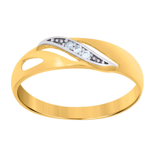14K Two-tone Gold Womens Cubic-Zirconia Fashion Ring