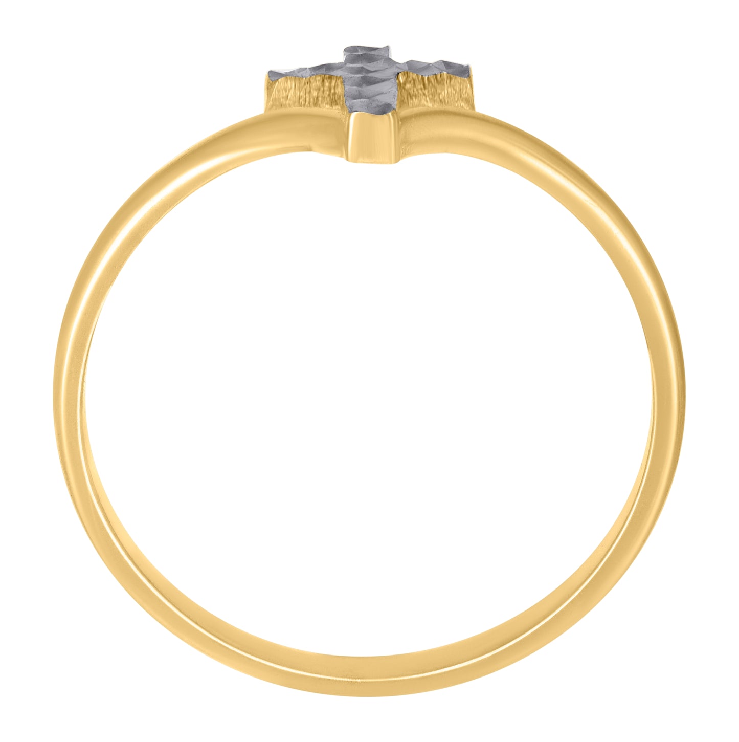 14K Two-tone Gold Womens Cross Religious Ring
