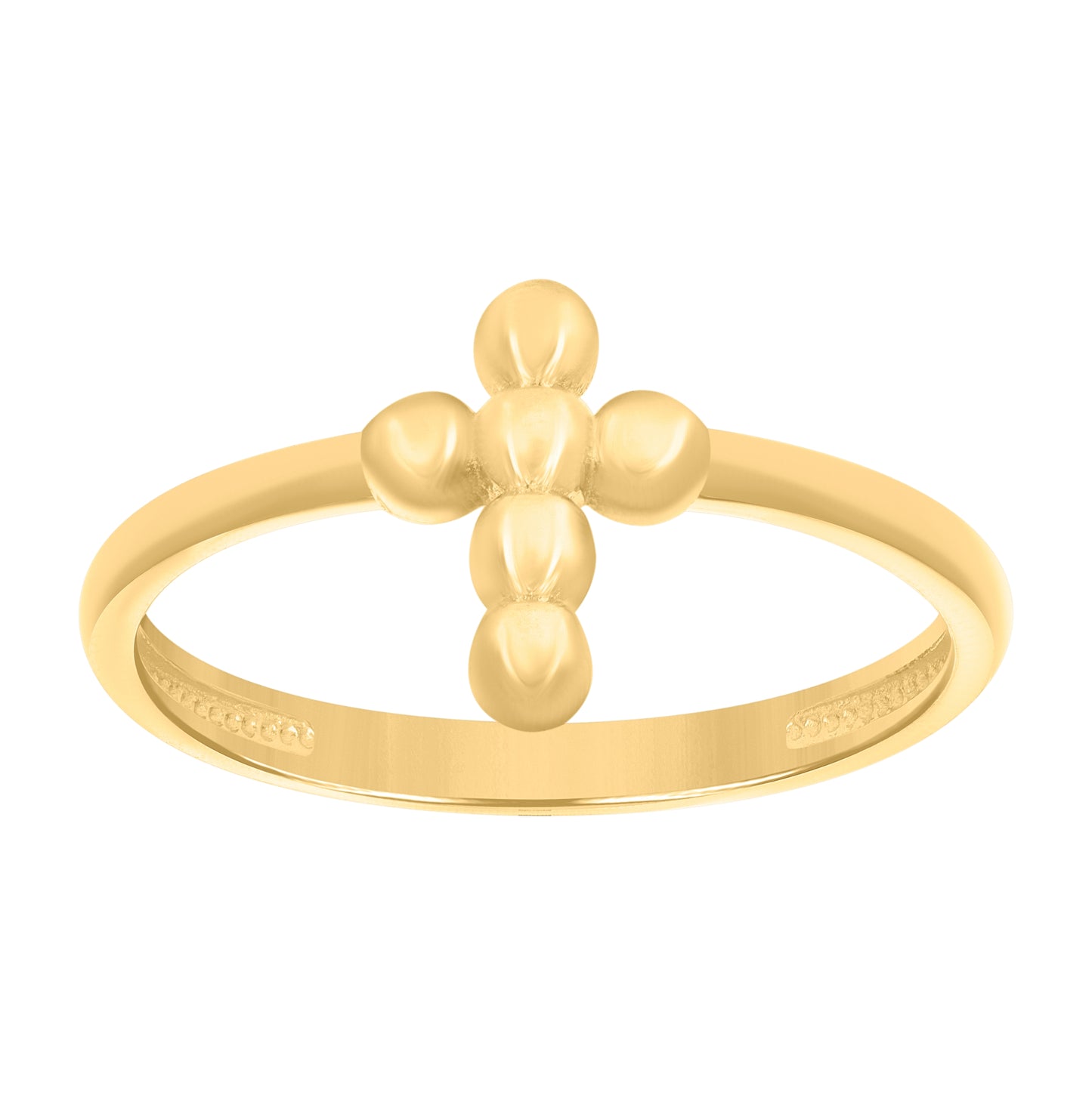 14K Yellow Gold Womens Cross Religious Ring