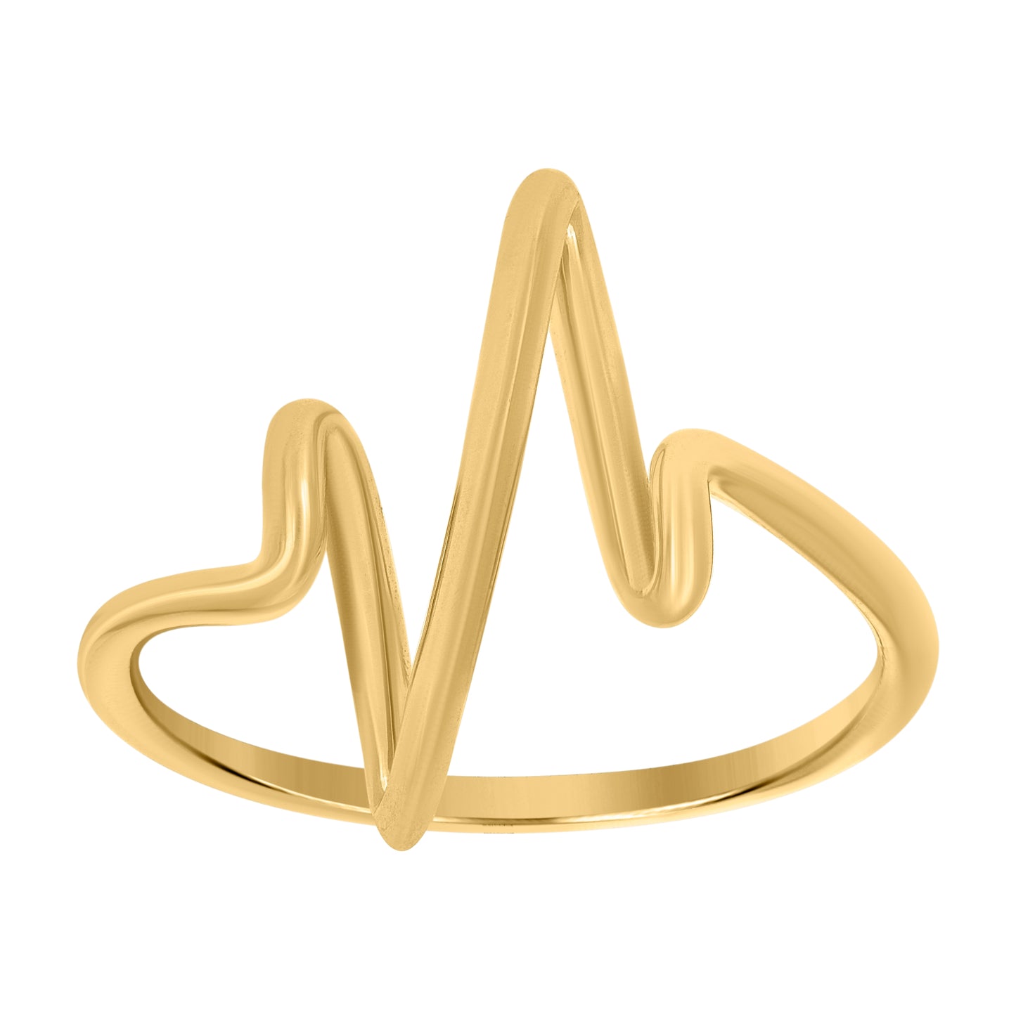 14K Yellow Gold Womens Heart Beat Ring