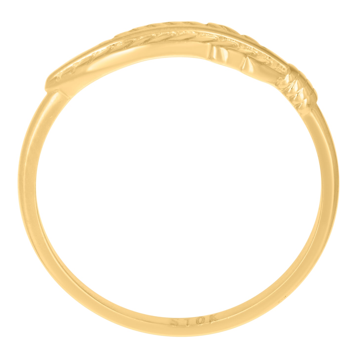 14K Yellow Gold Womens Leaf Fashion Ring