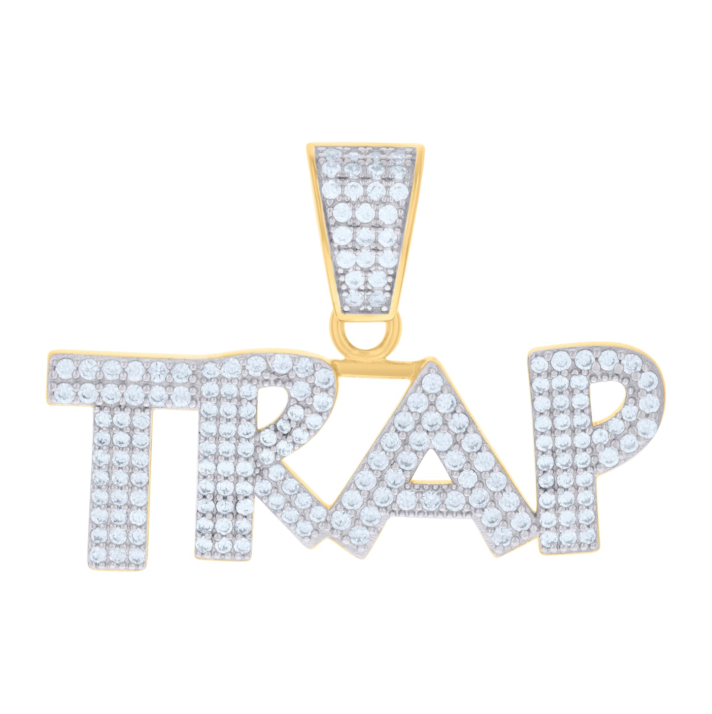 Sterling Silver Yellow-Tone Mens TRAP Fashion Charm Pendant