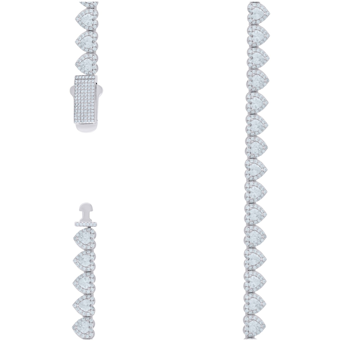 Sterling Silver Womens Cubic-Zirconia Heart Tennis Chain