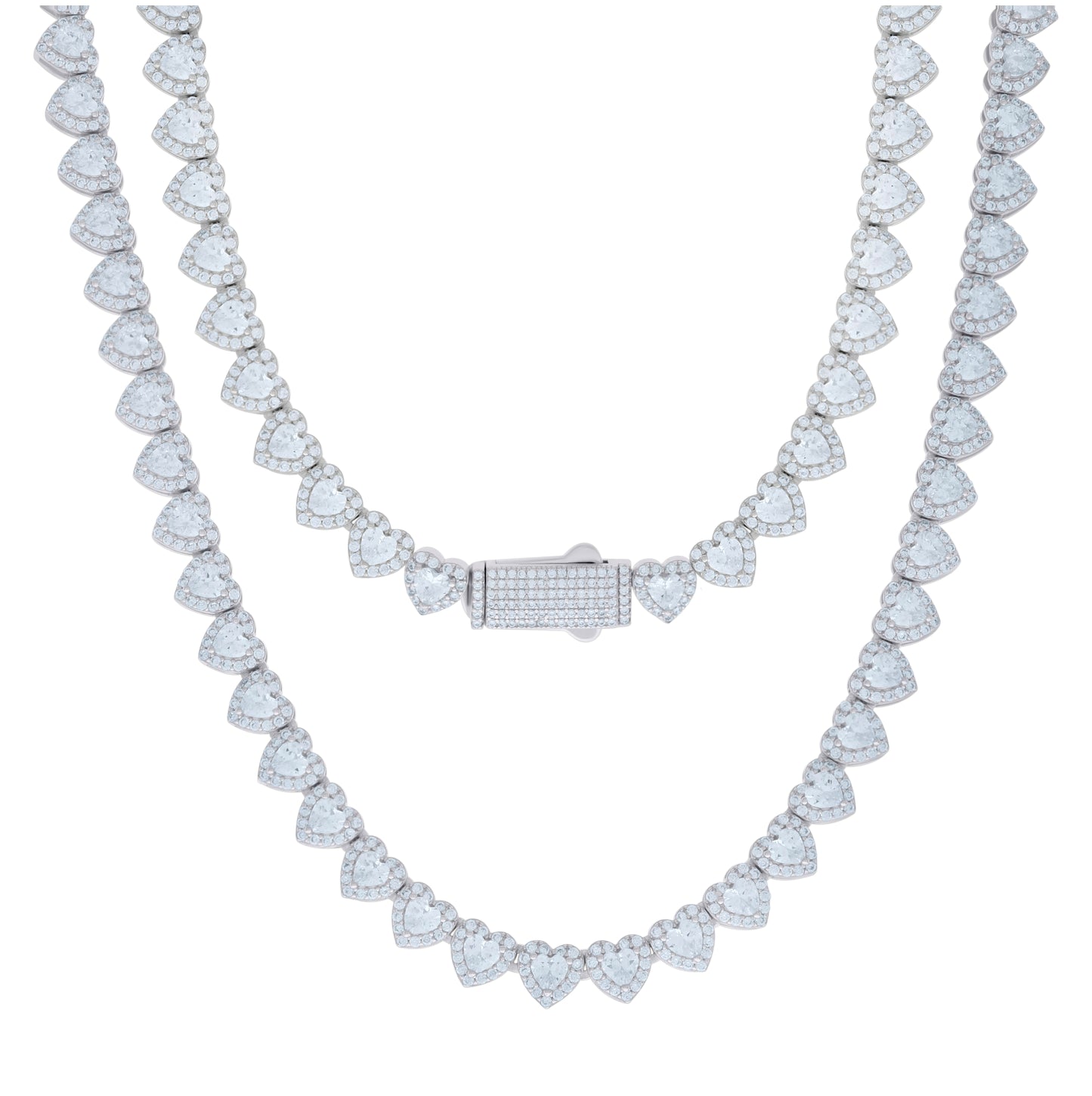 Sterling Silver Womens Cubic-Zirconia Heart Tennis Chain