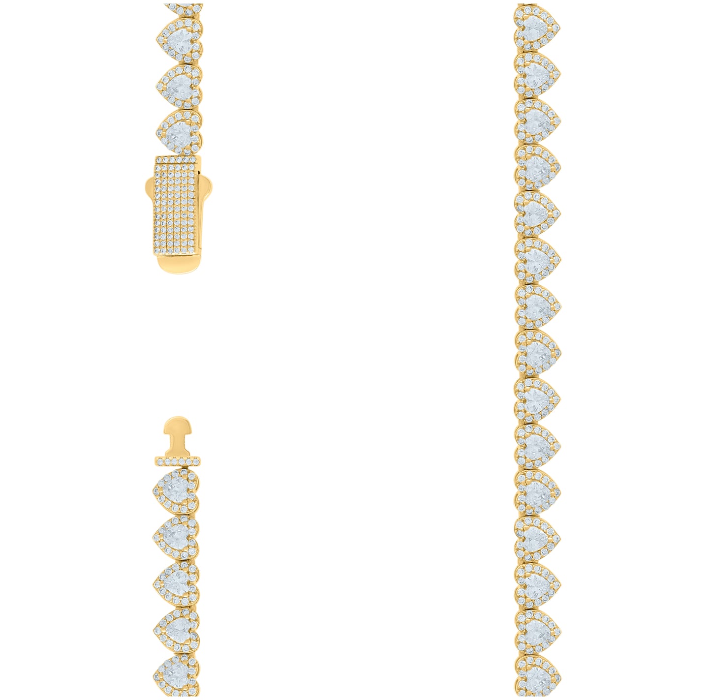 Sterling Silver Yellow-tone Womens Cubic-Zirconia Heart Tennis Chain