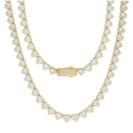Sterling Silver Yellow-tone Womens Cubic-Zirconia Heart Tennis Chain