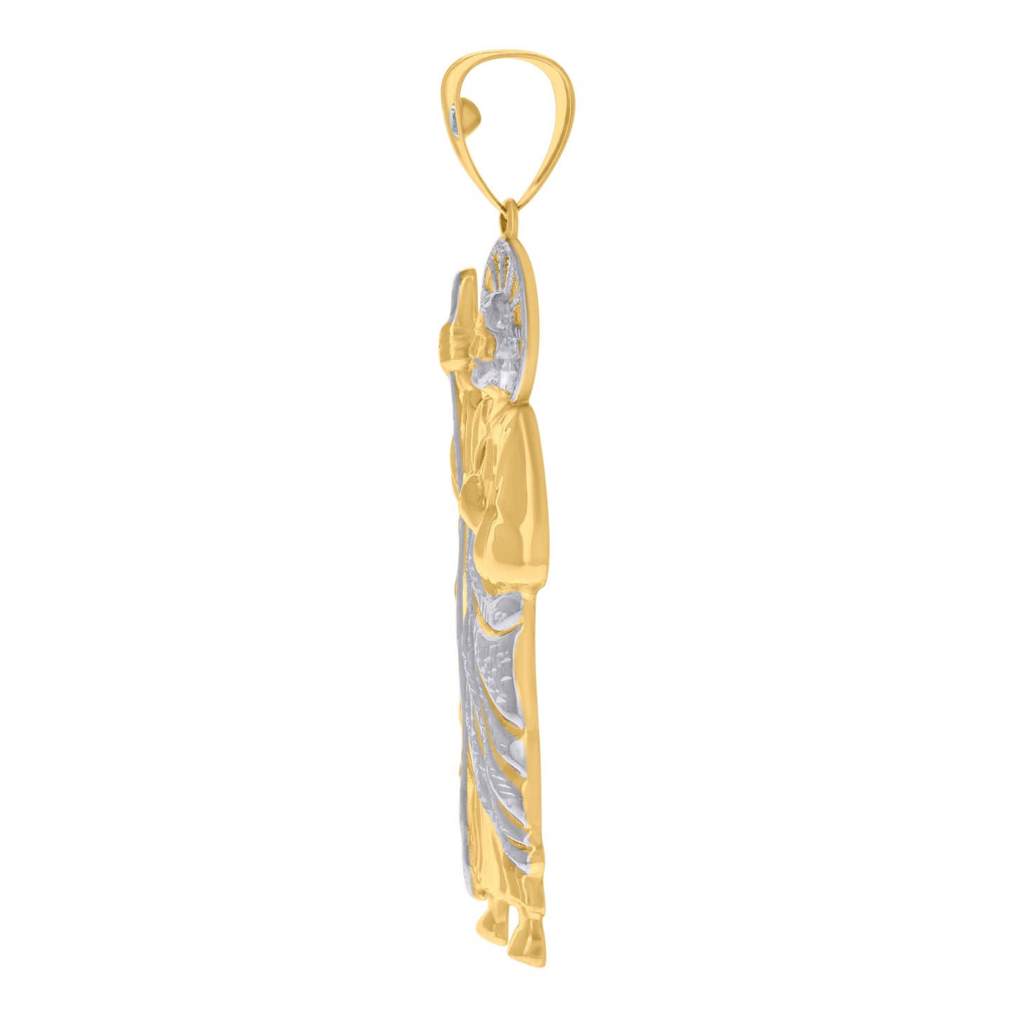 10K Two-tone Gold Mens Cubic-Zirconia St. Jude Religious Charm Pendant