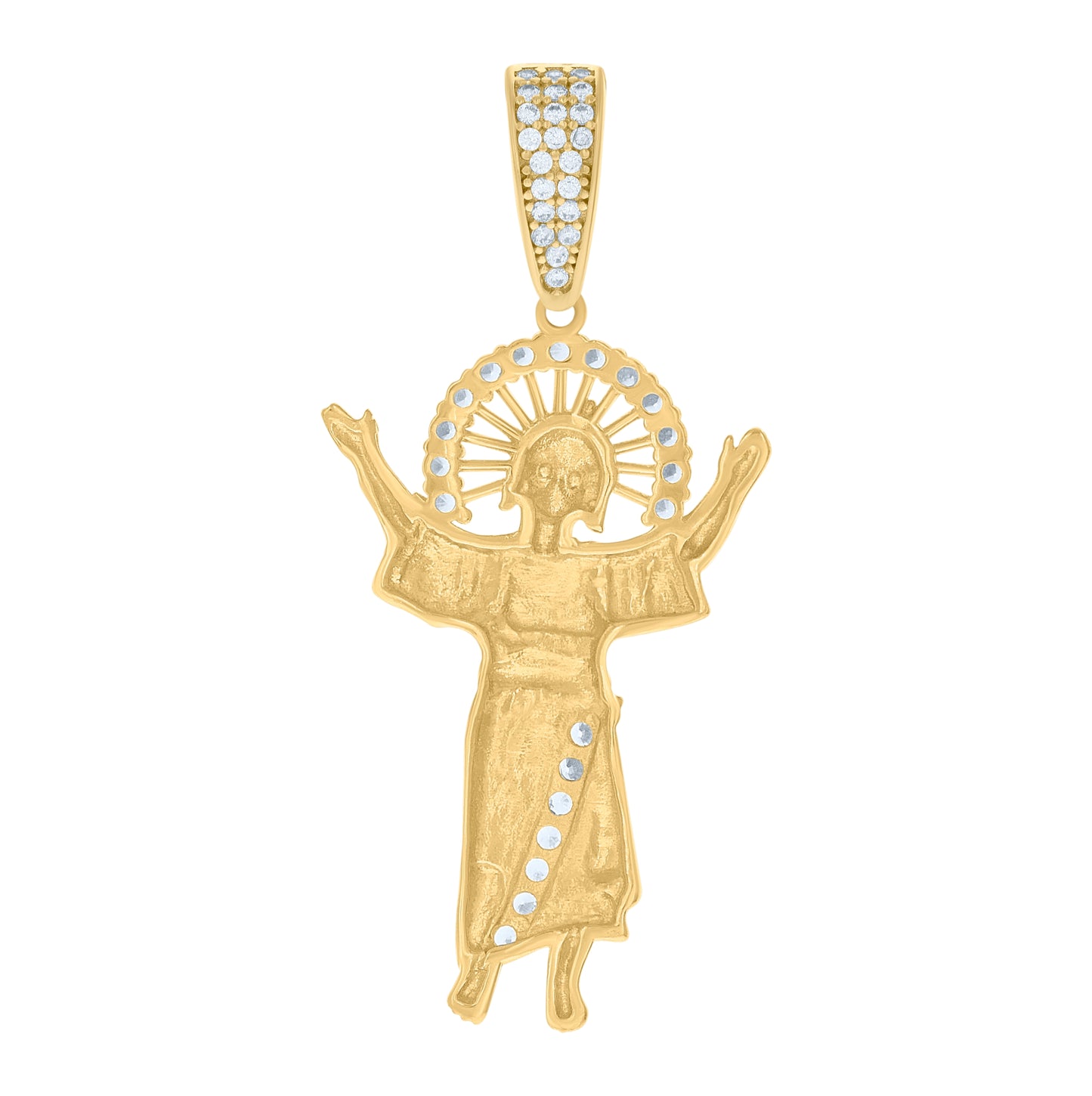 10K Tri-Color Gold Mens Cubic-Zirconia Baby Jesus Religious Charm Pendant