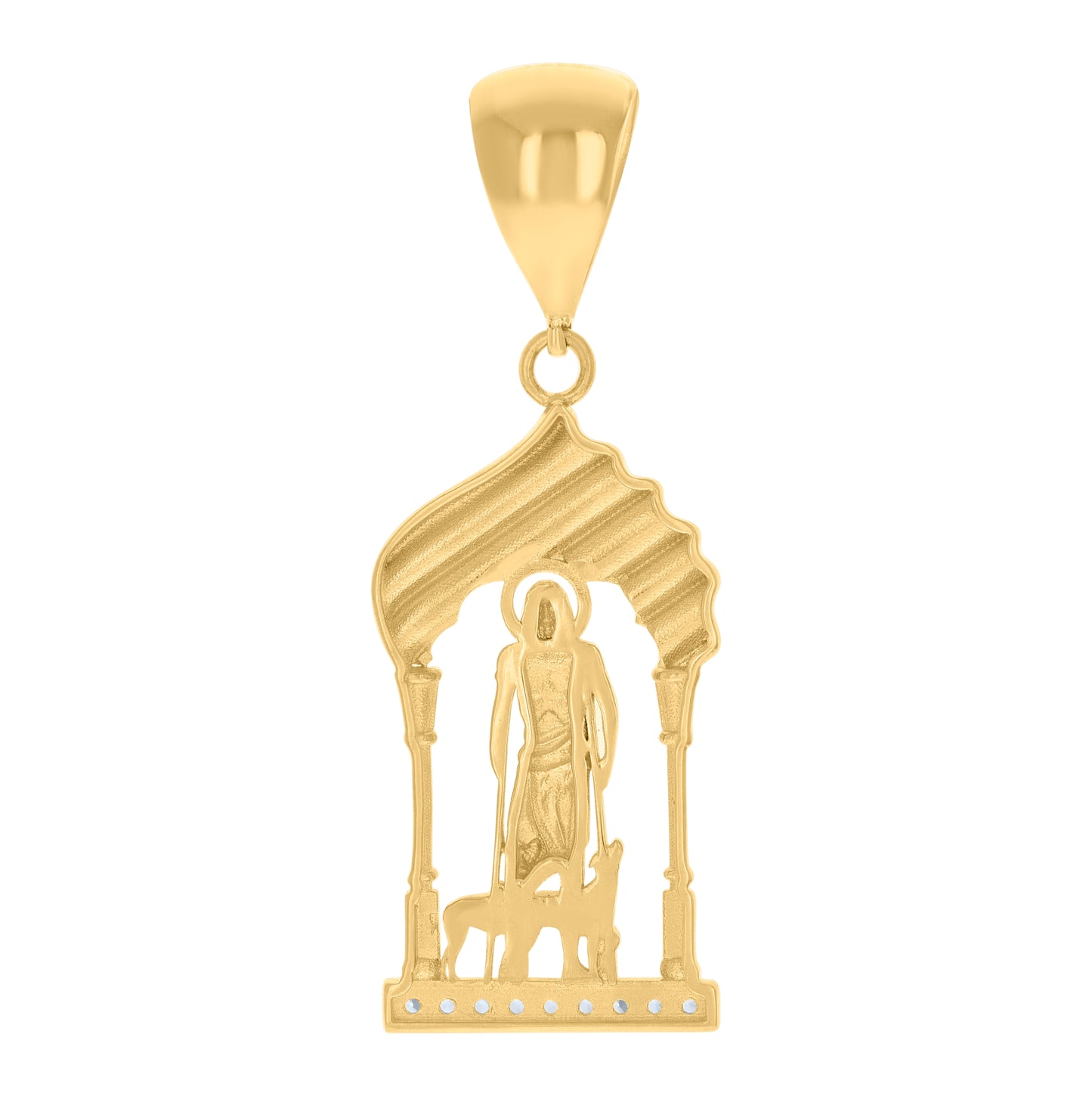 10K Yellow Gold Mens Cubic-Zirconia St. Lazarus Saints Religious Charm Pendant
