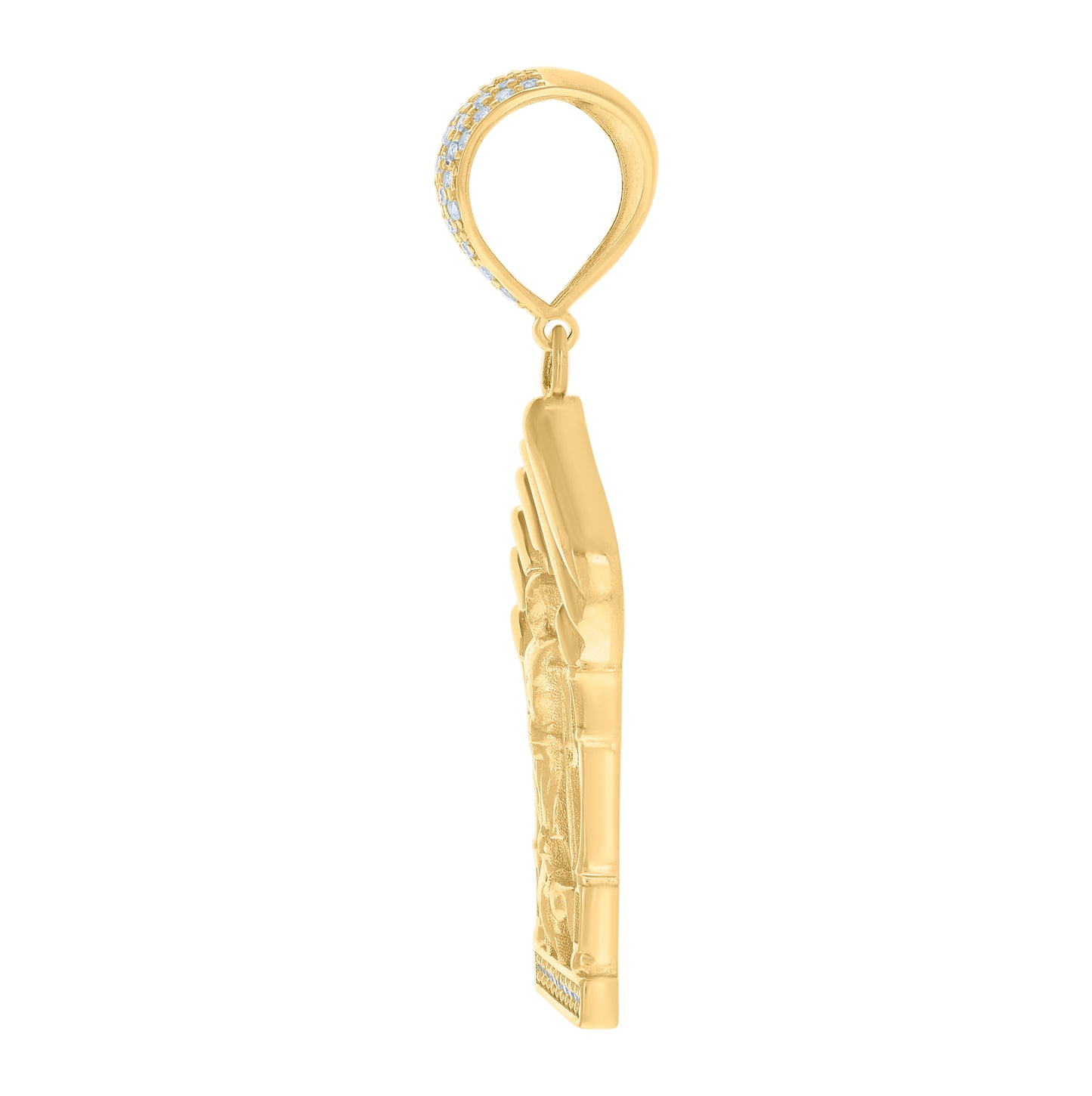 10K Yellow Gold Mens Cubic-Zirconia St. Lazarus Saints Religious Charm Pendant