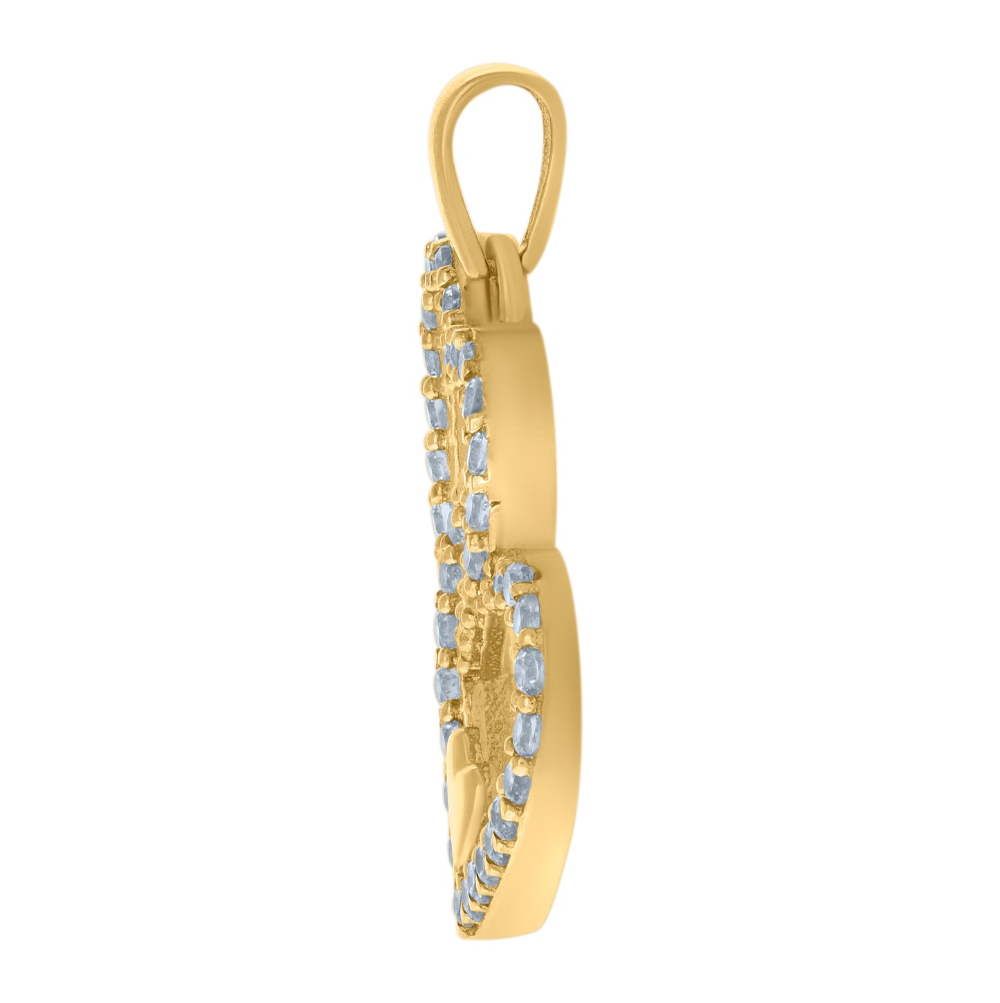 10K Two-tone Gold Womens Cubic-Zirconia Double Hearts Charm Pendant