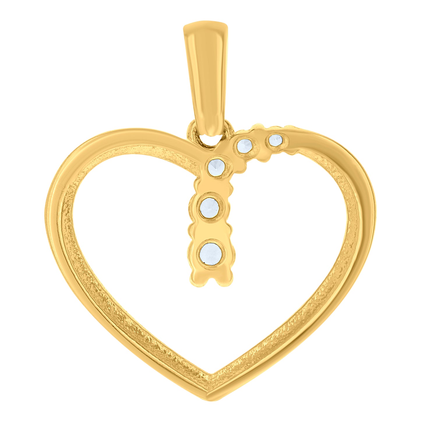 10K Yellow Gold Womens Cubic-Zirconia Heart Charm Pendant