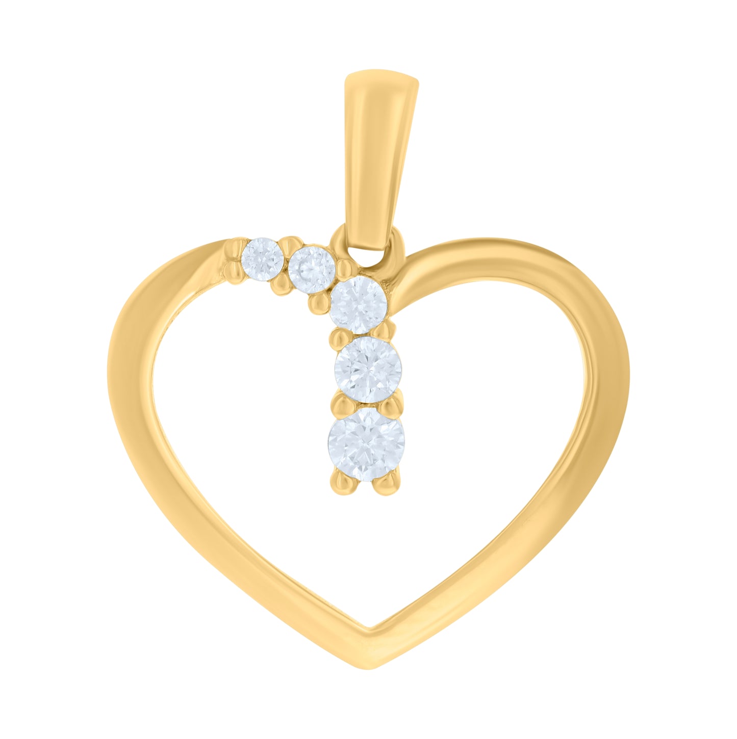 10K Yellow Gold Womens Cubic-Zirconia Heart Charm Pendant