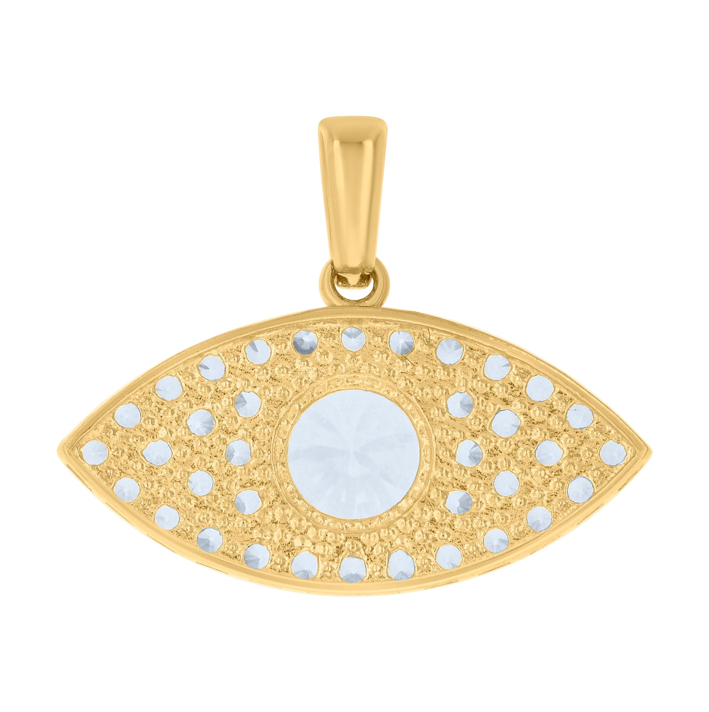 10K Yellow Gold Womens Cubic-Zirconia Evil Eye Good Luck Charm Pendant