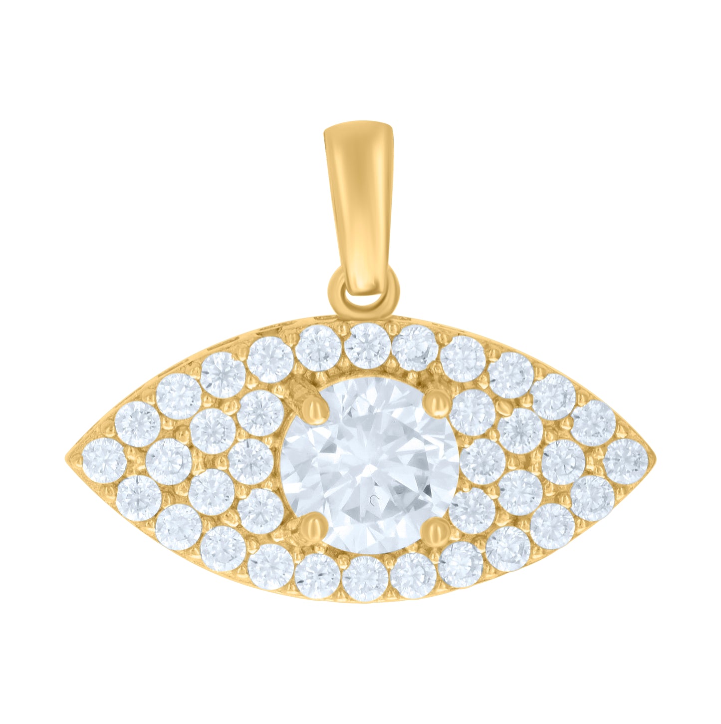 10K Yellow Gold Womens Cubic-Zirconia Evil Eye Good Luck Charm Pendant