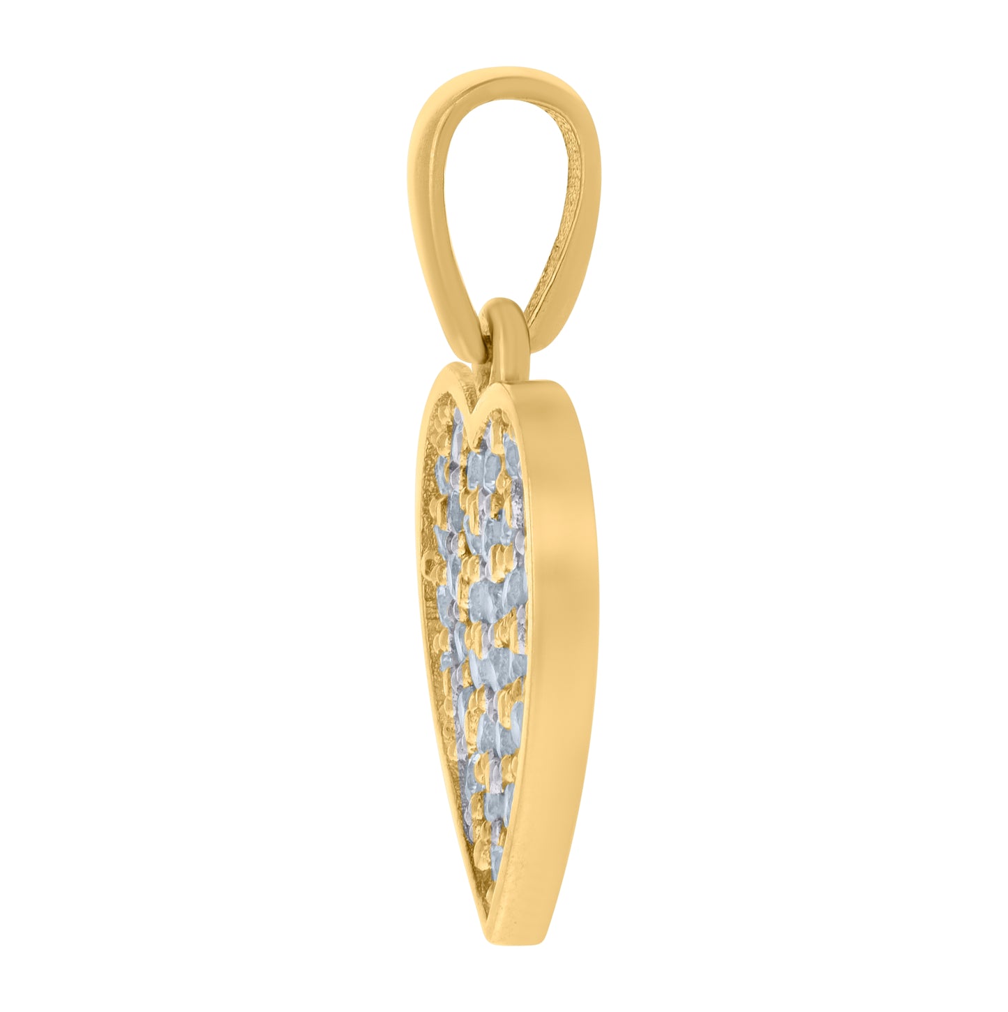 10K Two-tone Gold Womens Cubic-Zirconia Heart Charm Pendant