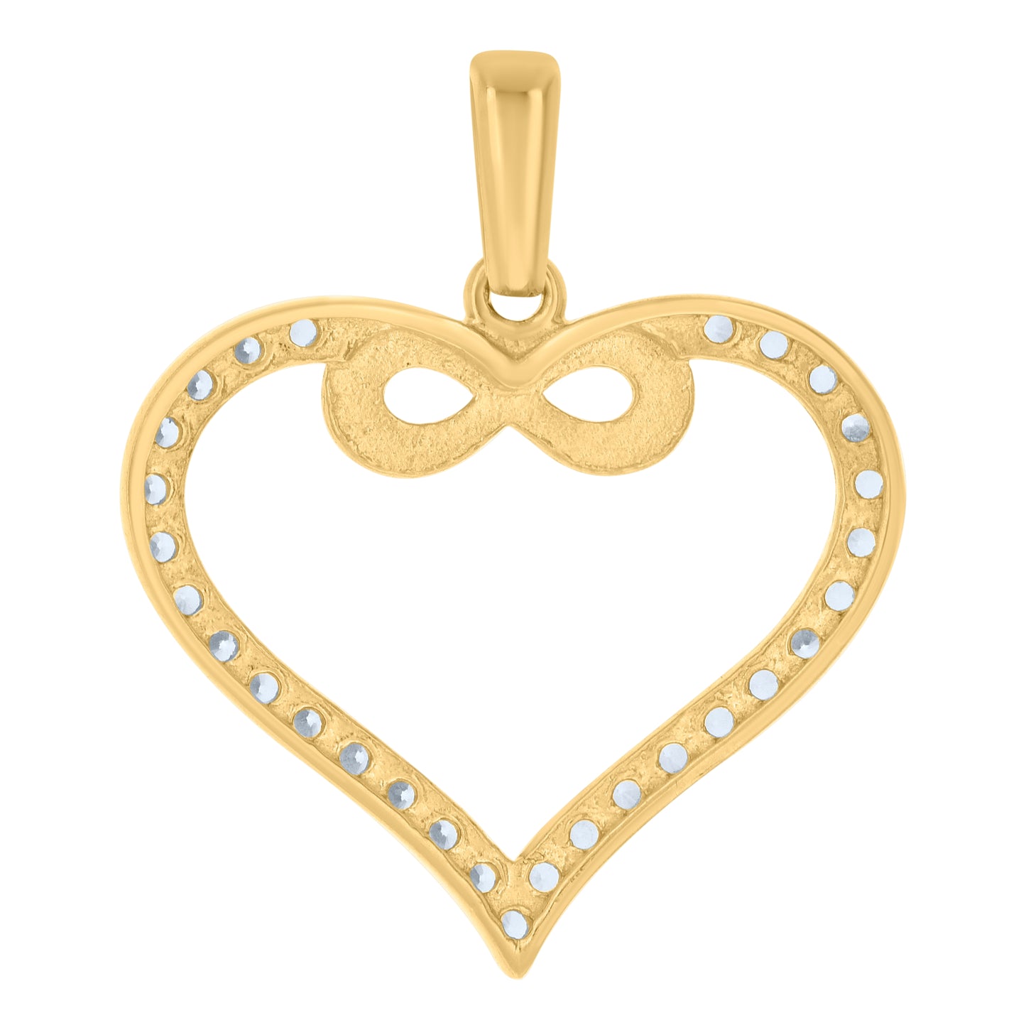 10K Two-tone Gold Womens Cubic-Zirconia Infinity Heart Charm Pendant